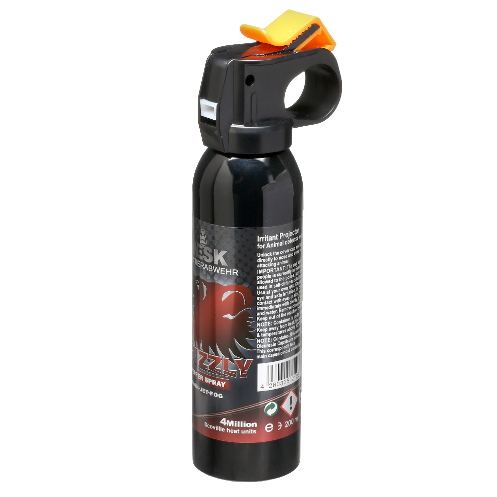 VESK Grizzly Pfefferspray 200 ml Breitstrahl mit Fingergriff extra stark Bild 1