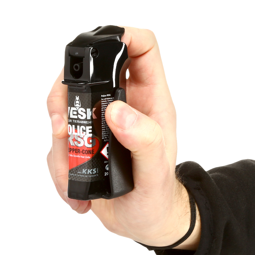 Vesk Pfefferspray Police Cone 20ml Breitstrahl, nachfllbar inkl. Grtelclip Bild 5