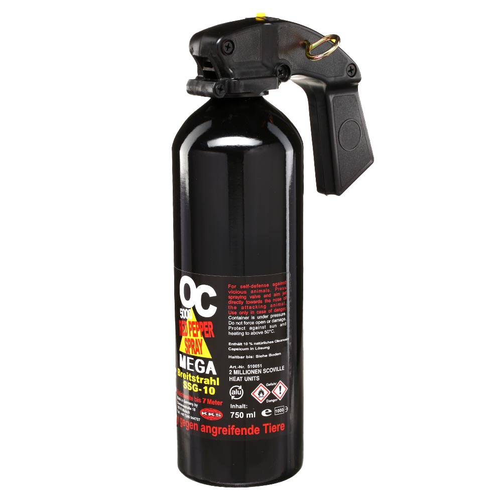 OC 5000 Pfefferspray Red Pepper Mega 750 ml Breitstrahl mit Pistolengriff