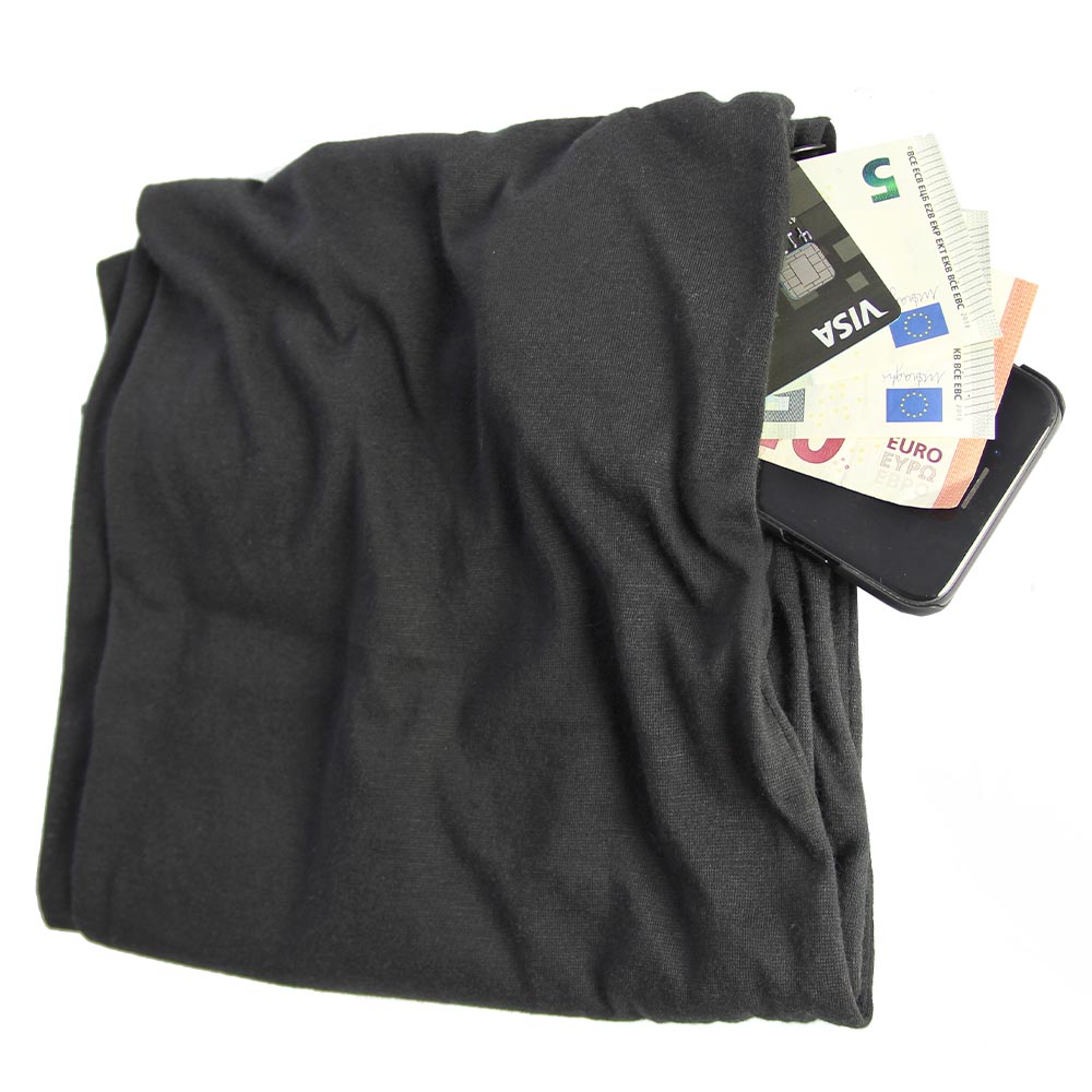 Loop Schal - Safe mit versteckter Reiverschlusstasche schwarz