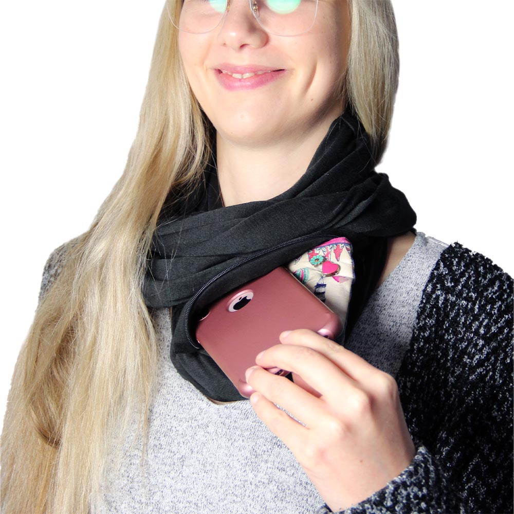 Loop Schal - Safe mit versteckter Reiverschlusstasche schwarz Bild 1