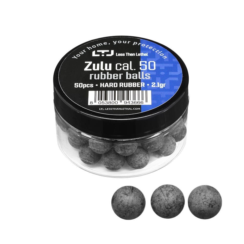 LTL Zulu Hard Rubber Balls Gummikugeln im Kaliber .50 schwarz 50 Stck
