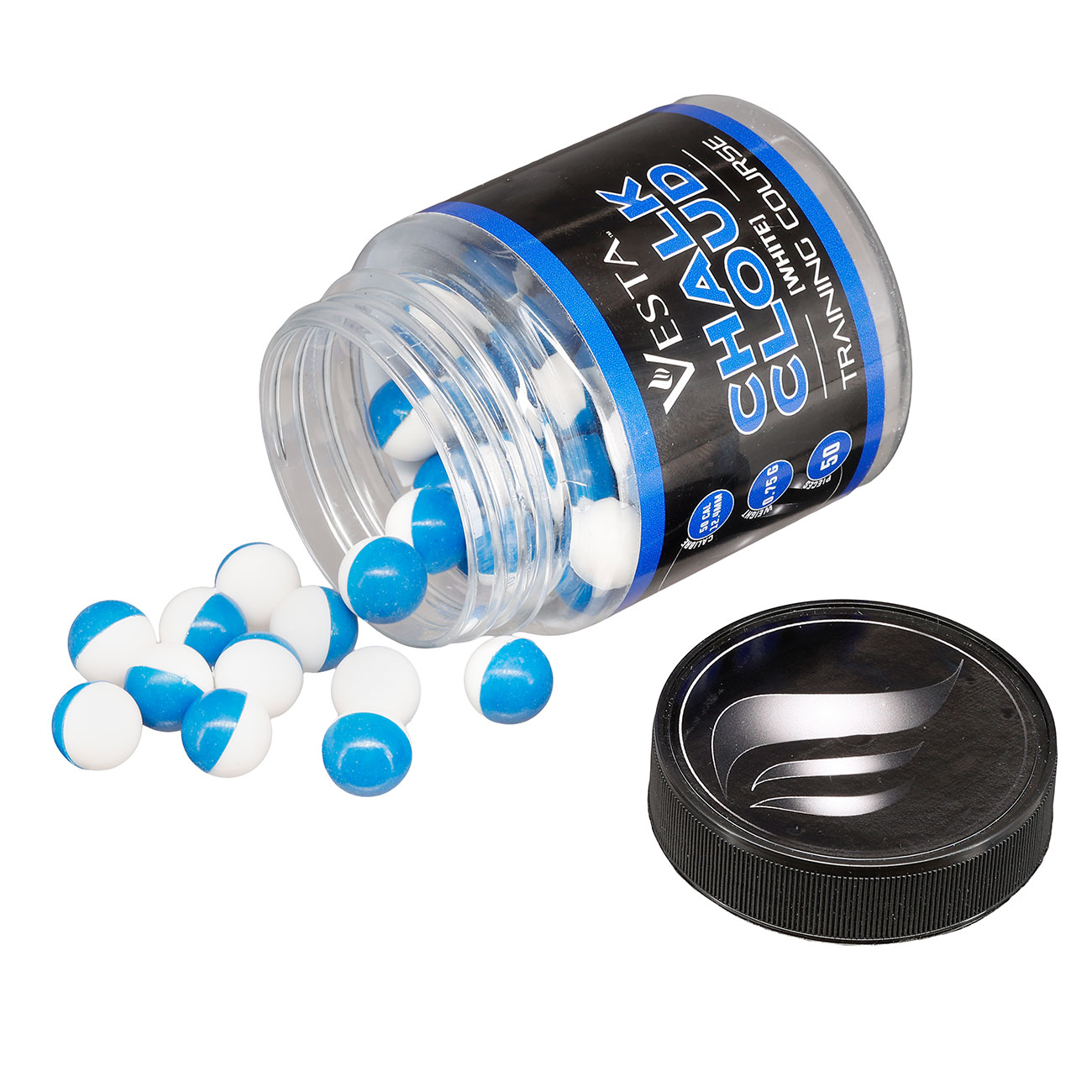 Vesta Kreidekugeln Chalk Cloud Balls Kaliber .50 blau/wei 50er Dose Bild 4