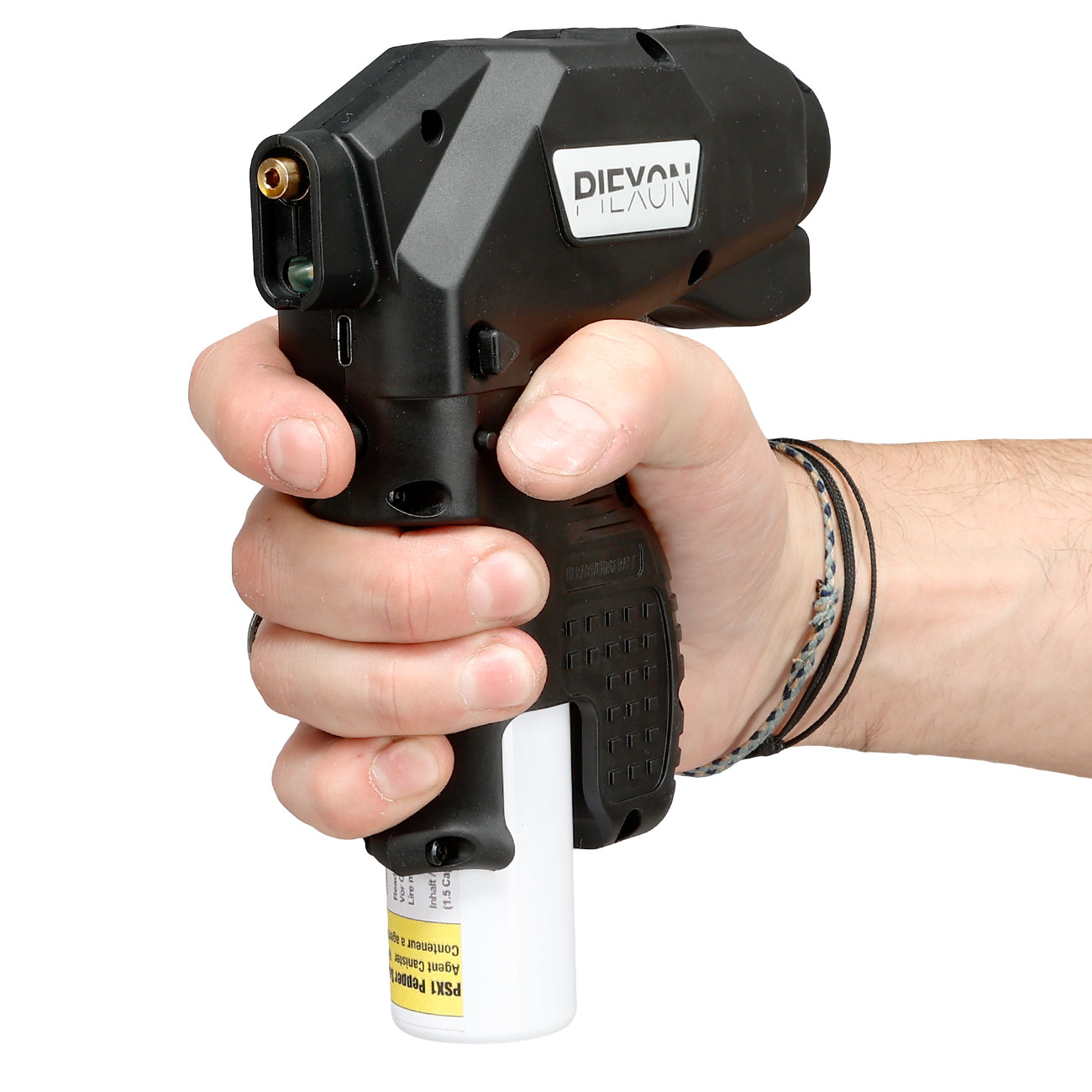 Piexon Pepper Soaker PSX1 Tierabwehrgert schwarz mit 300 Lumen LED-Lampe inkl. Pfefferkartusche 75 ml, USB-Ladekabel & Tran Bild 2