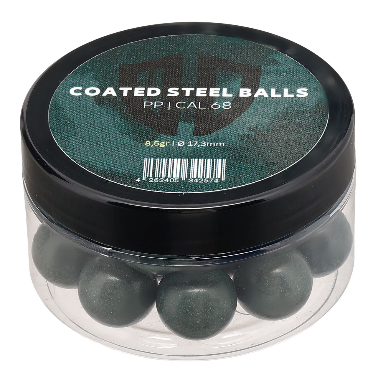 Coated Steel Balls Kaliber .68 mit Kunststoffmantel 8,5g oliv 20er Dose Bild 4