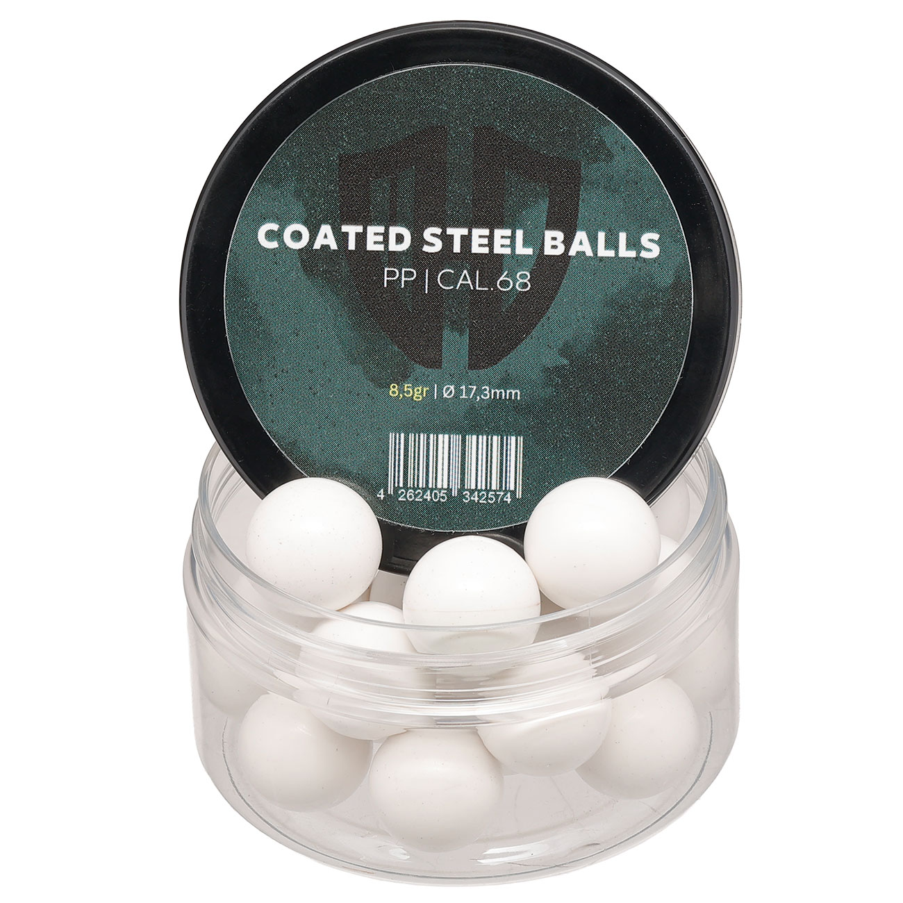 Coated Steel Balls Kaliber .68 mit Kunststoffmantel 8,5g weiss 20er Dose Bild 1