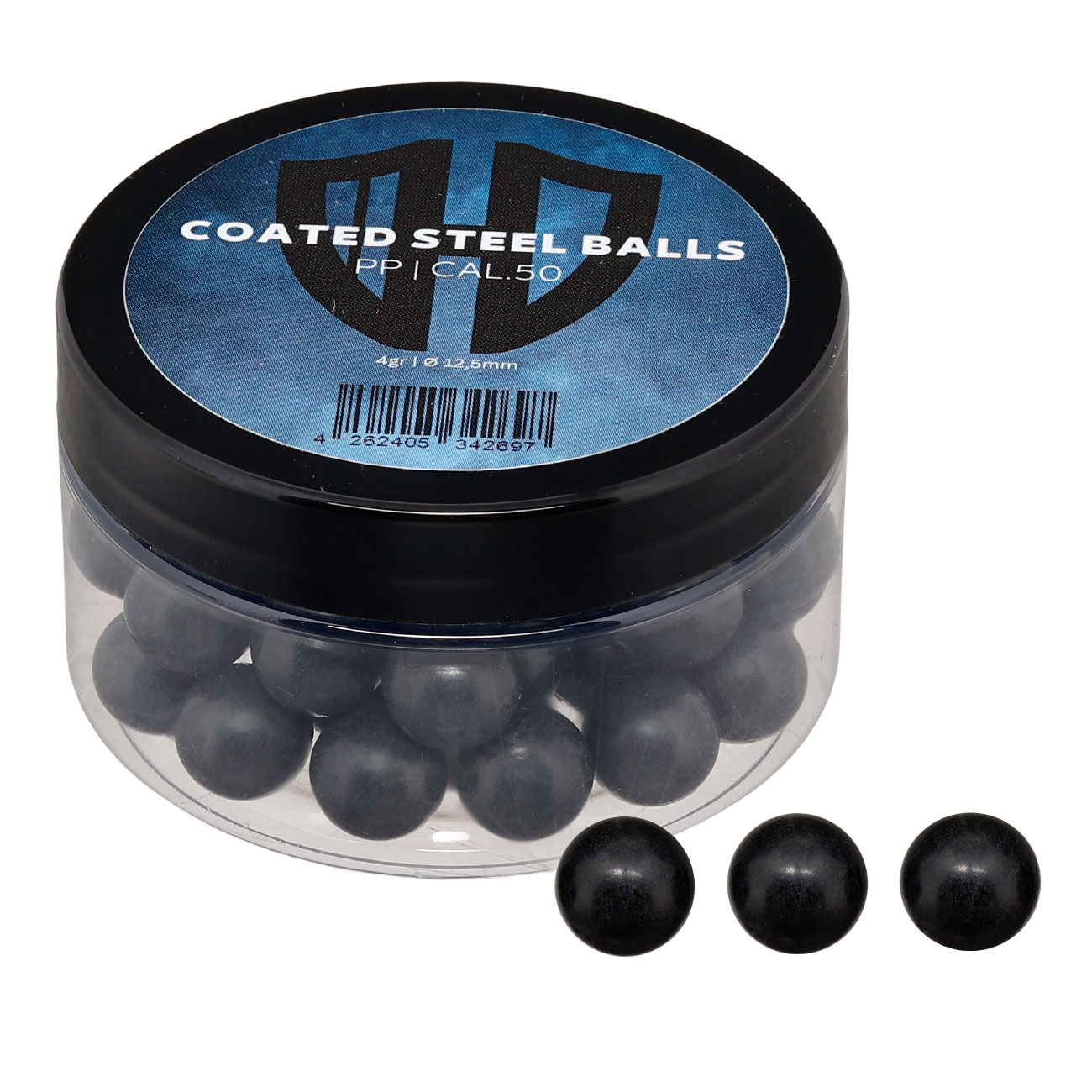 Coated Steel Balls Kaliber .50 mit Kunststoffmantel 4,0g schwarz 50er Dose