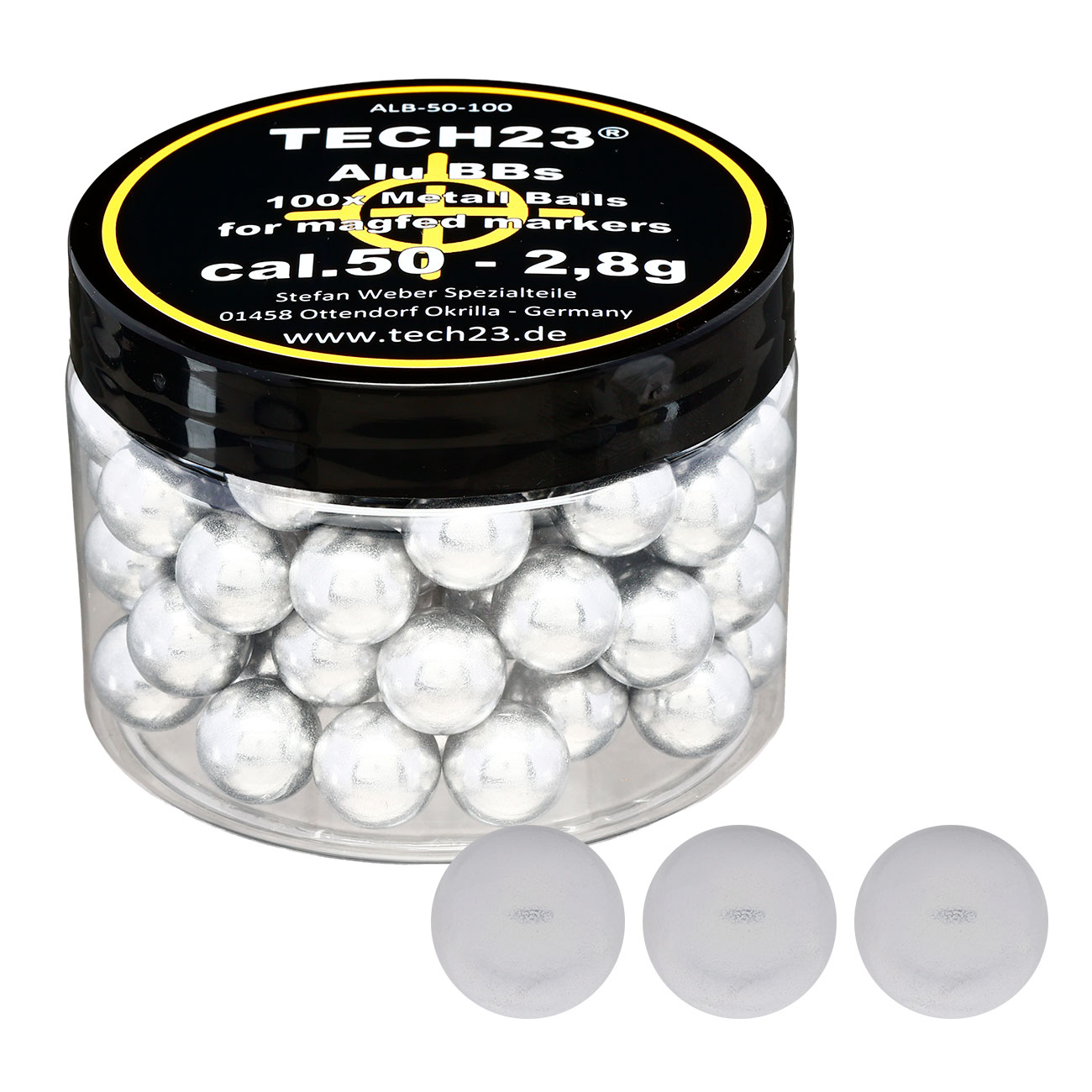 Tech23 Aluminium Kugeln 2,8g Kaliber .50 silber 100er Dose