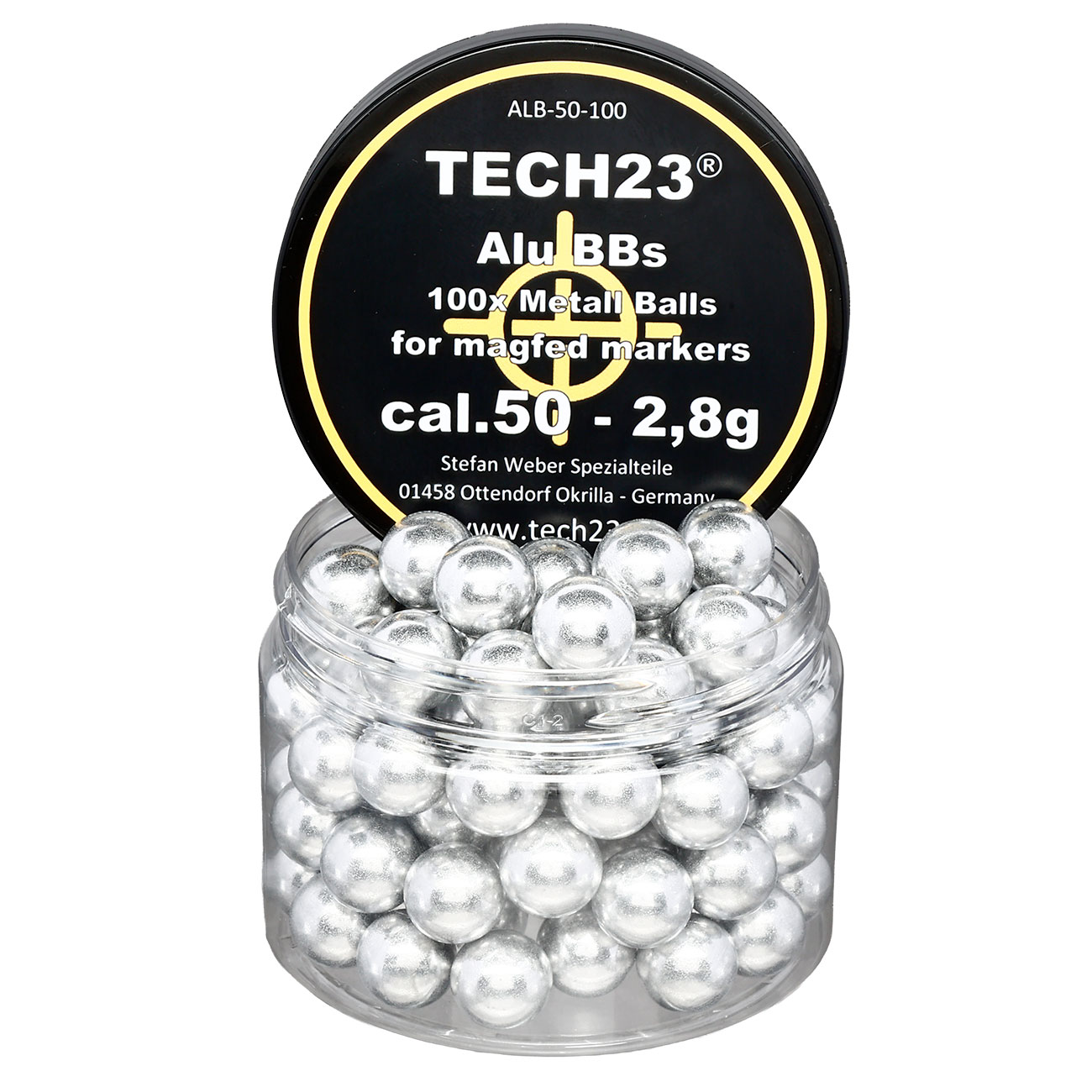 Tech23 Aluminium Kugeln 2,8g Kaliber .50 silber 100er Dose Bild 1