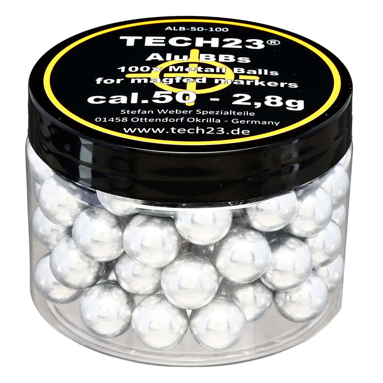 Tech23 Aluminium Kugeln 2,8g Kaliber .50 silber 100er Dose Bild 4