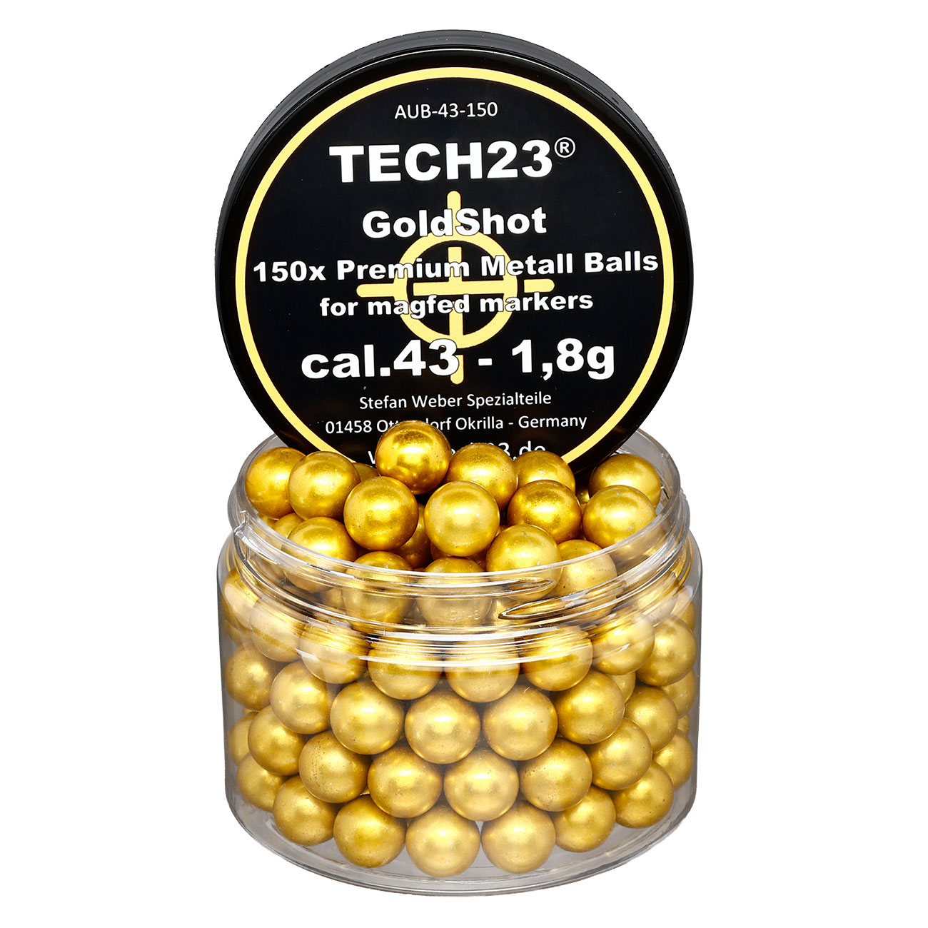 Tech23 Gold-Shot extra harte Aluminium Kugeln 1,8g Kaliber .43 goldfarben 150er Dose Bild 1