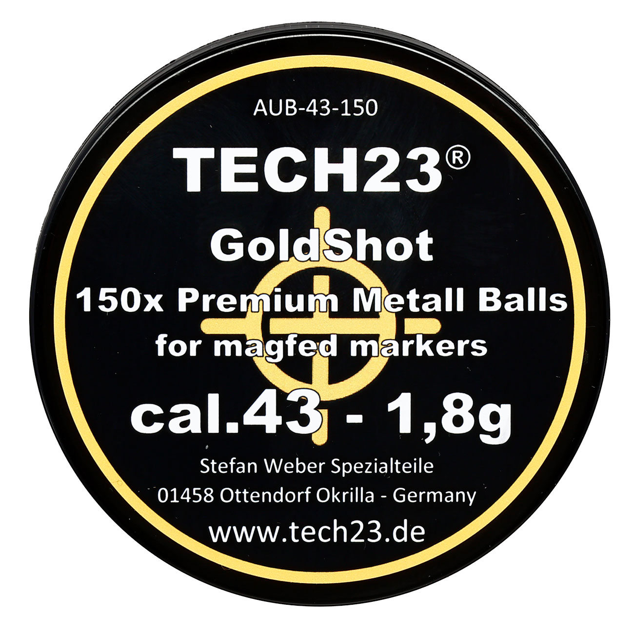 Tech23 Gold-Shot extra harte Aluminium Kugeln 1,8g Kaliber .43 goldfarben 150er Dose Bild 3