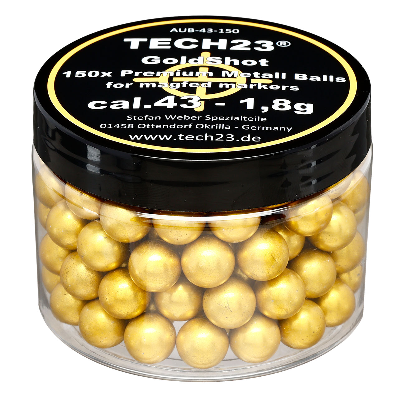 Tech23 Gold-Shot extra harte Aluminium Kugeln 1,8g Kaliber .43 goldfarben 150er Dose Bild 4