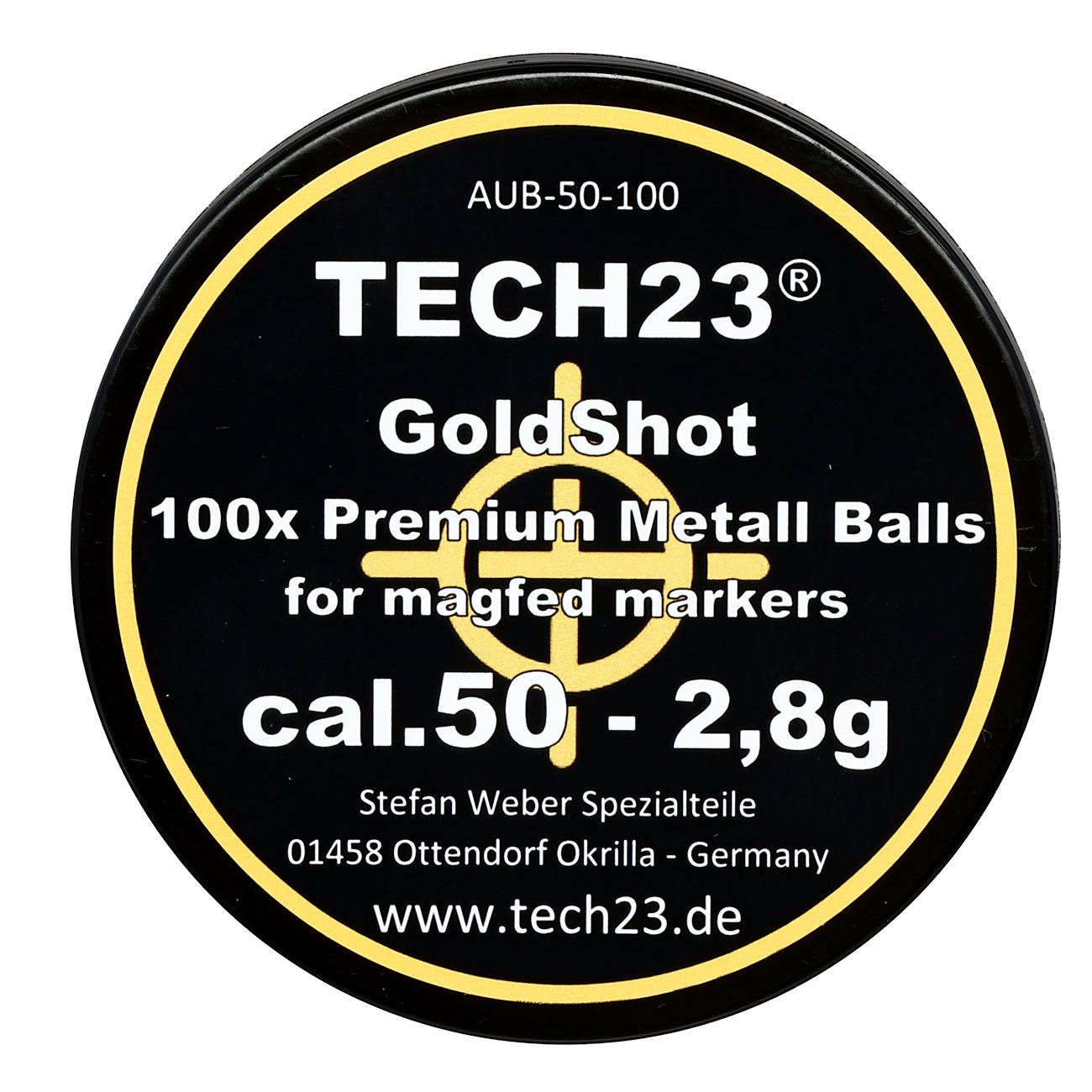 Tech23 Gold-Shot extra harte Aluminium Kugeln 2,8g Kaliber .50 goldfarben 100er Dose Bild 3