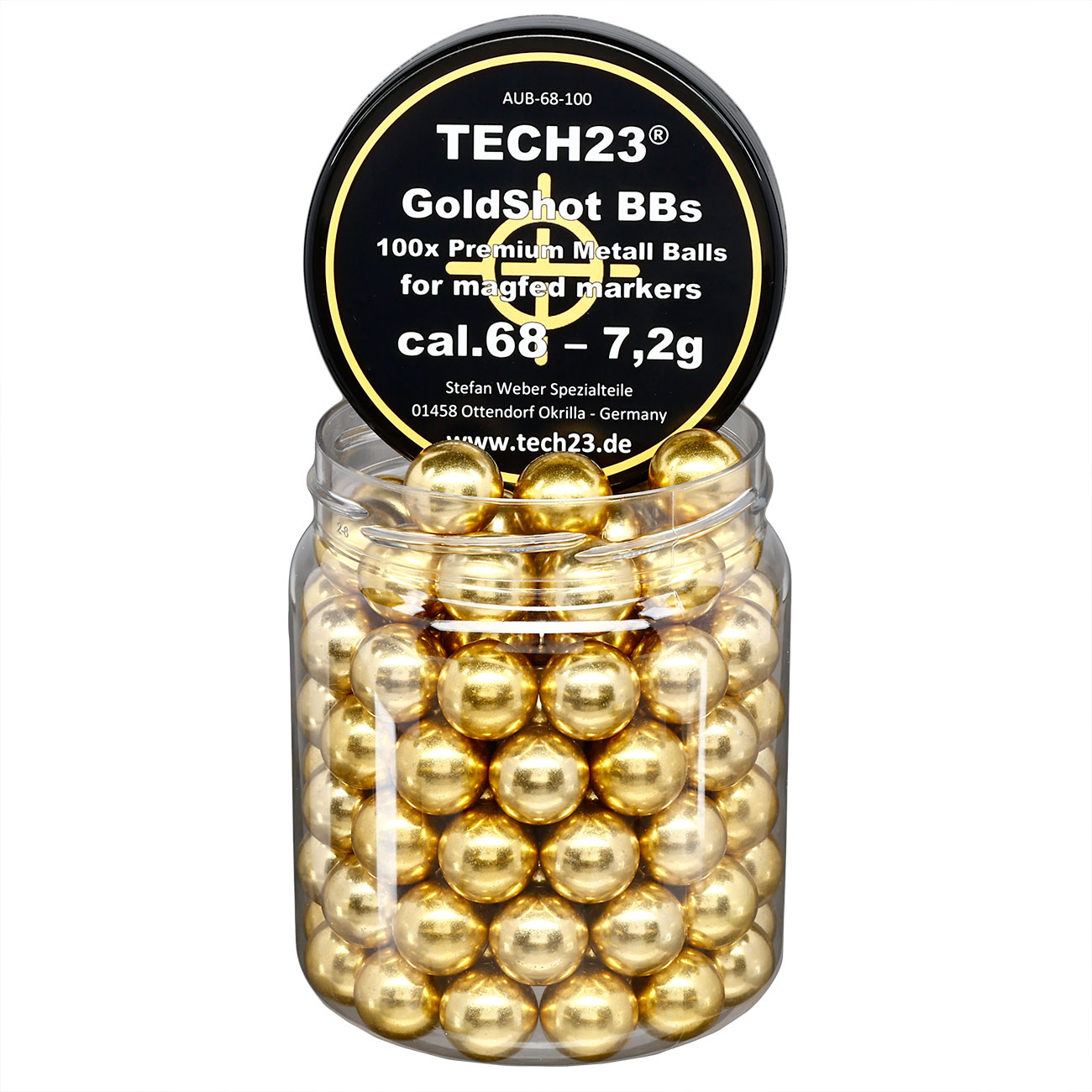 Tech23 Gold-Shot extra harte Aluminium Kugeln 7,2g Kaliber .68 goldfarben 100er Dose Bild 1