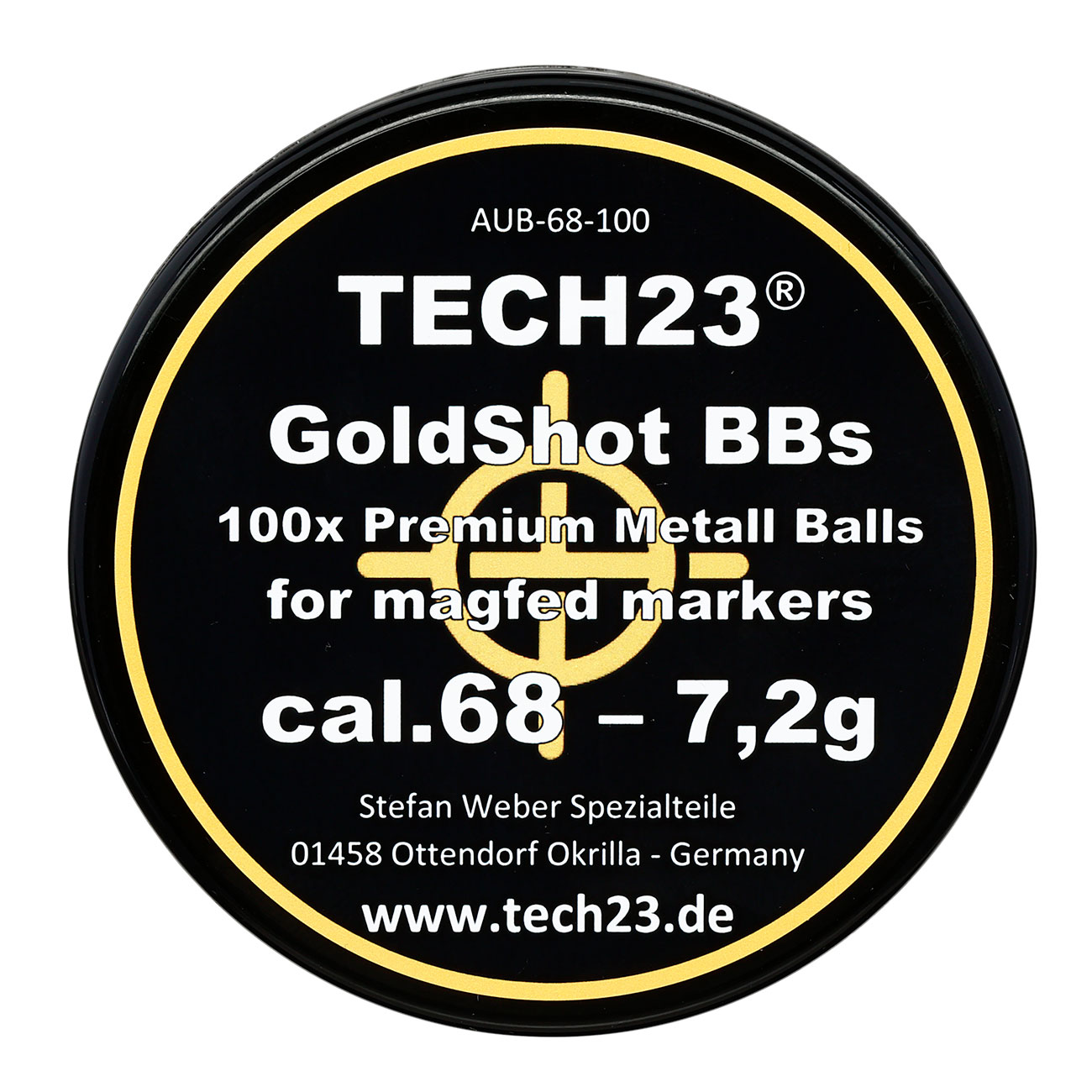 Tech23 Gold-Shot extra harte Aluminium Kugeln 7,2g Kaliber .68 goldfarben 100er Dose Bild 3