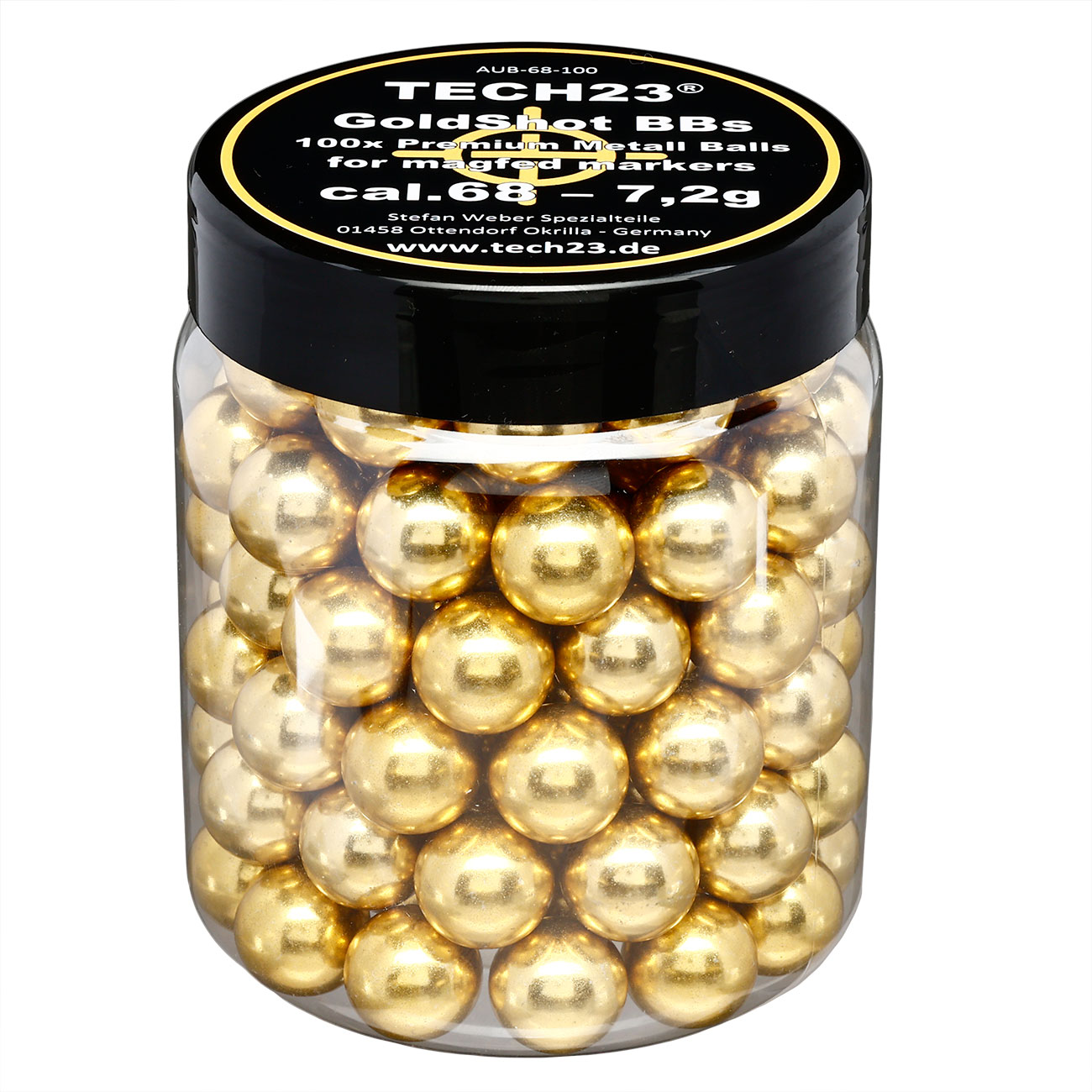 Tech23 Gold-Shot extra harte Aluminium Kugeln 7,2g Kaliber .68 goldfarben 100er Dose Bild 4