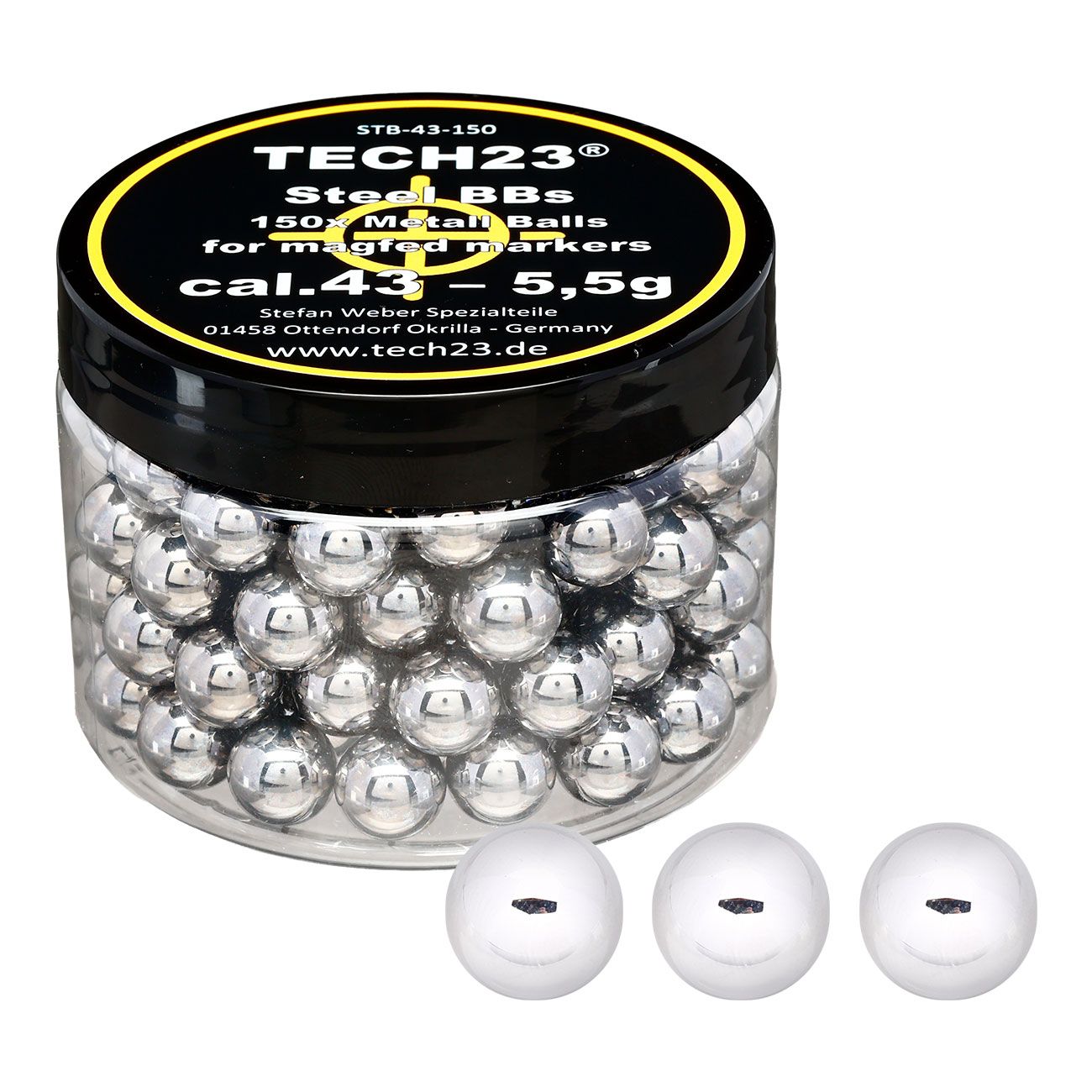 Tech23 Chromstahlkugeln 5,5g Kaliber .43 silber 150er Dose
