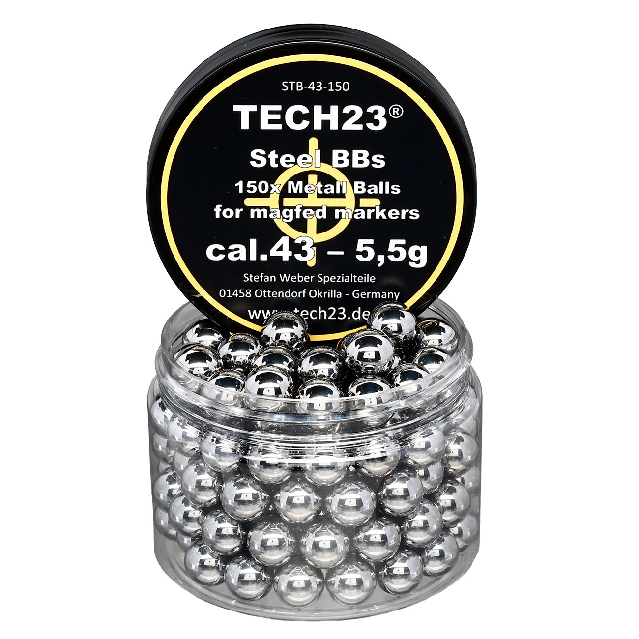 Tech23 Chromstahlkugeln 5,5g Kaliber .43 silber 150er Dose Bild 1