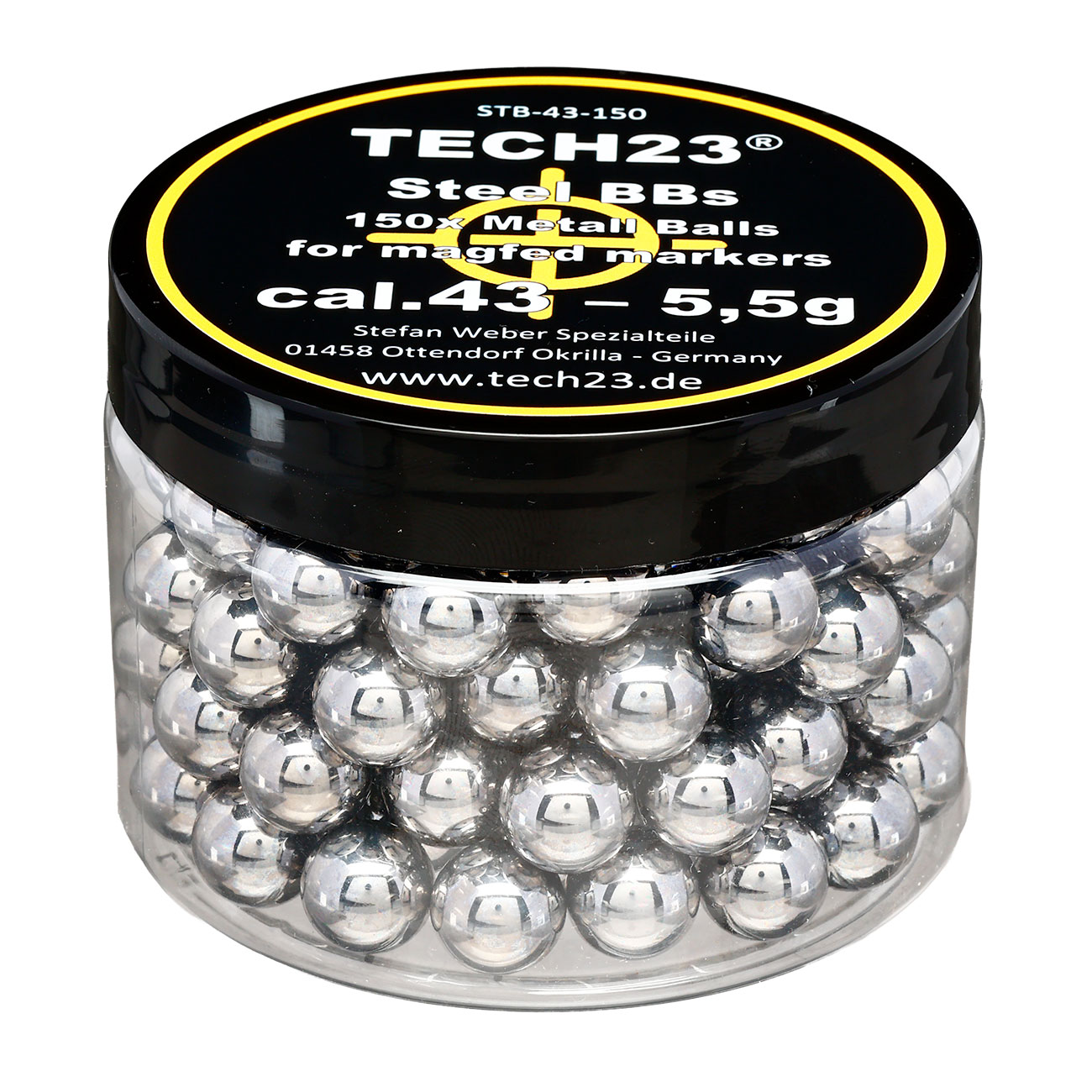 Tech23 Chromstahlkugeln 5,5g Kaliber .43 silber 150er Dose Bild 4