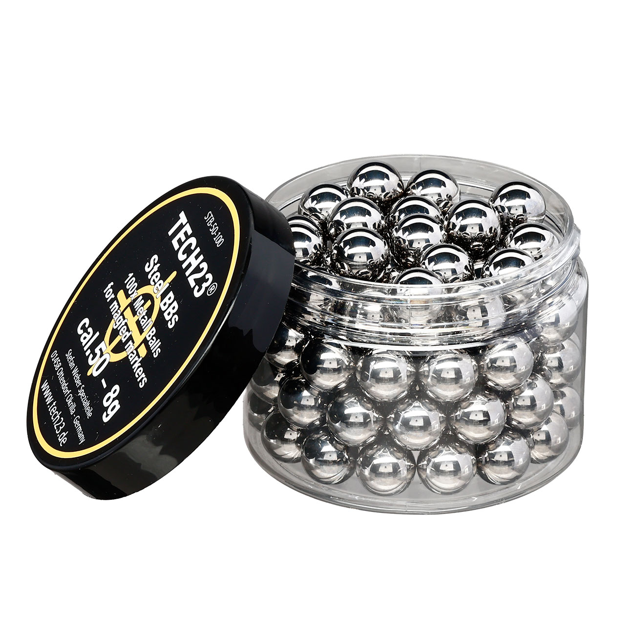 Tech23 Chromstahlkugeln 8g Kaliber .50 silber 100er Dose Bild 2