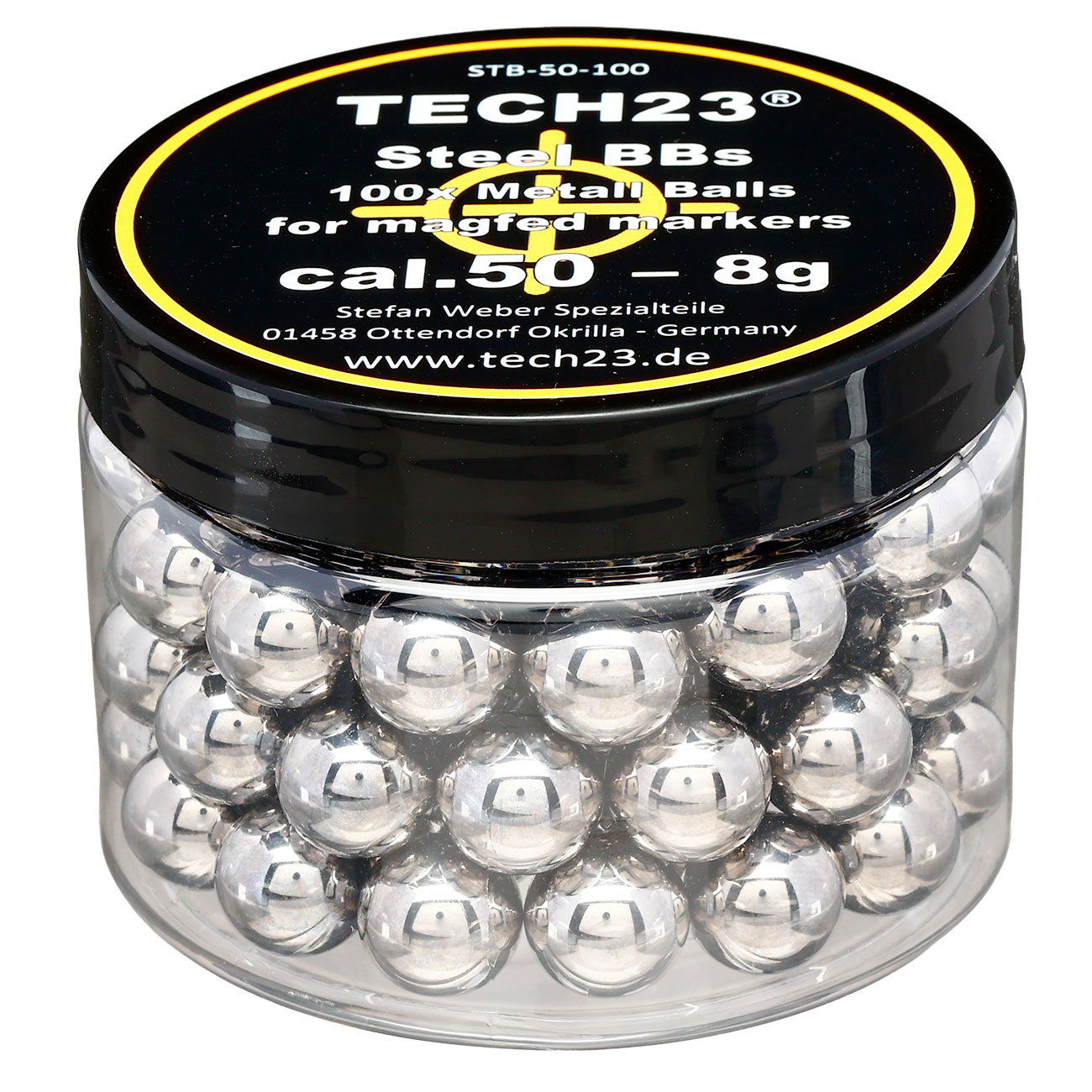 Tech23 Chromstahlkugeln 8g Kaliber .50 silber 100er Dose Bild 4