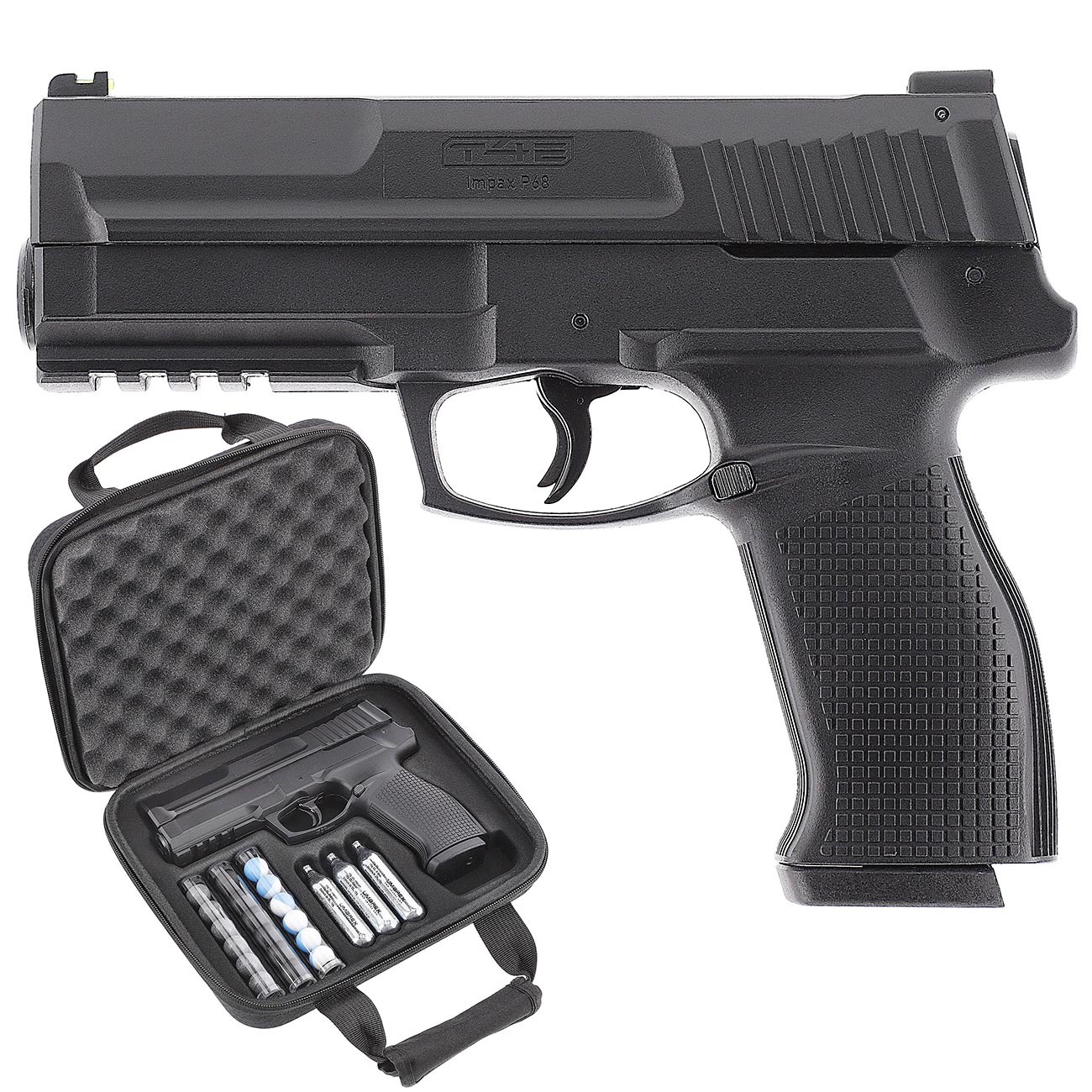 T4E Impax P68 CO2-RAM Pistole Kal. .68 im Komplettset mit Softkoffer schwarz