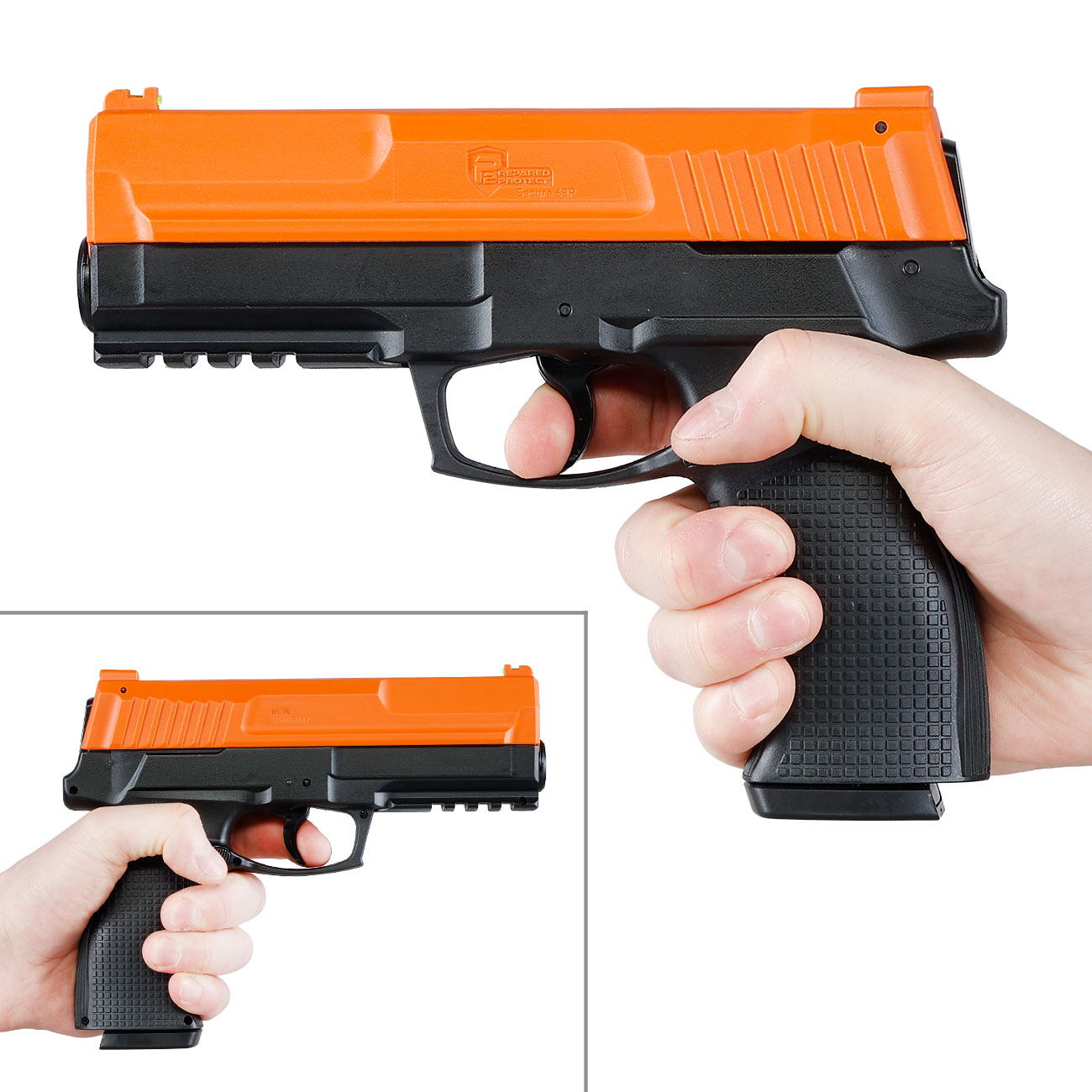 P2P Secure 68P CO2-RAM Pistole Kal. .68 im Komplettset mit Softkoffer orange / schwarz Bild 3