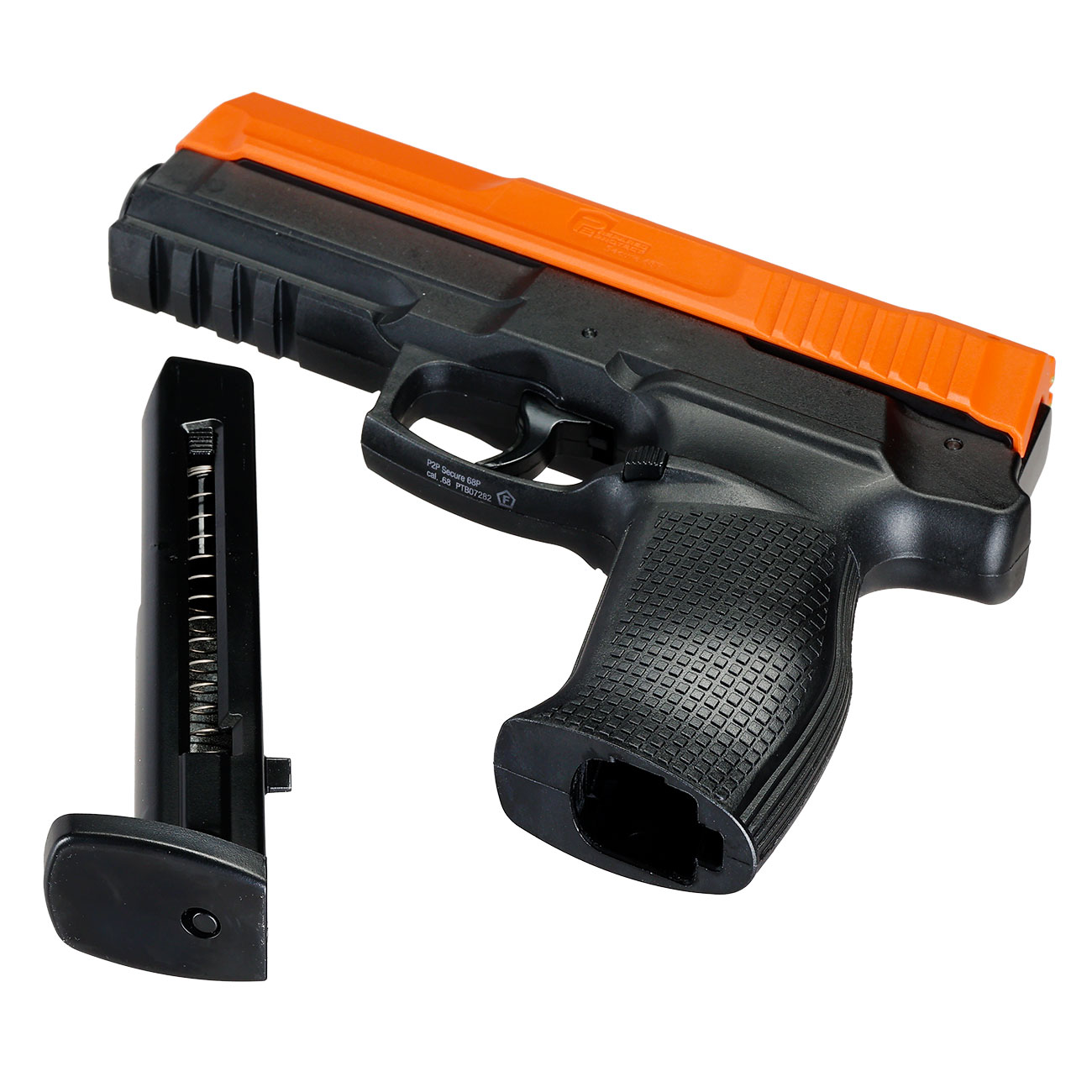 P2P Secure 68P CO2-RAM Pistole Kal. .68 im Komplettset mit Softkoffer orange / schwarz Bild 6