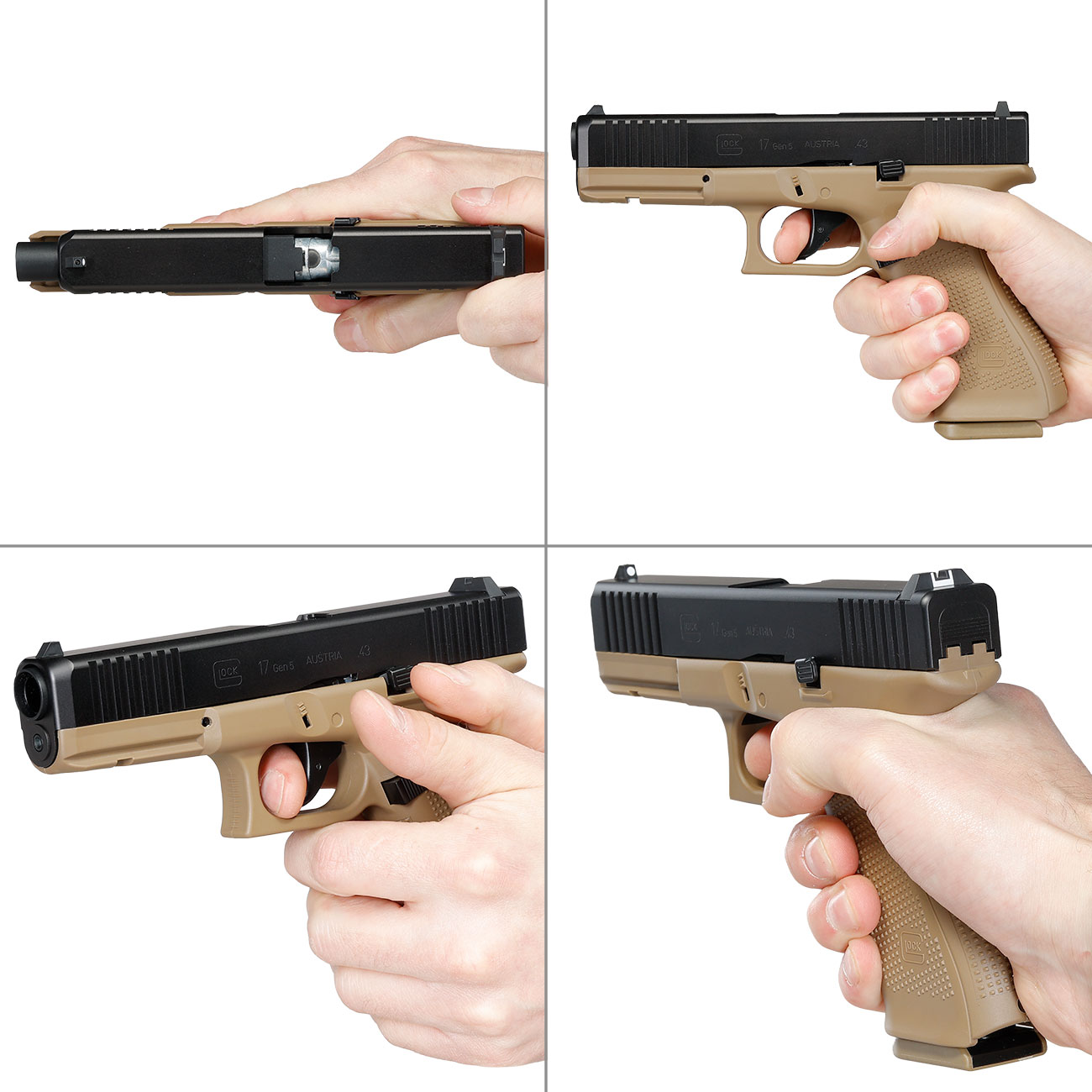 Glock 17 Gen.5 T4E mit Metallschlitten CO2-RAM Pistole Kal. .43 schwarz / coyote French Edition Bild 9