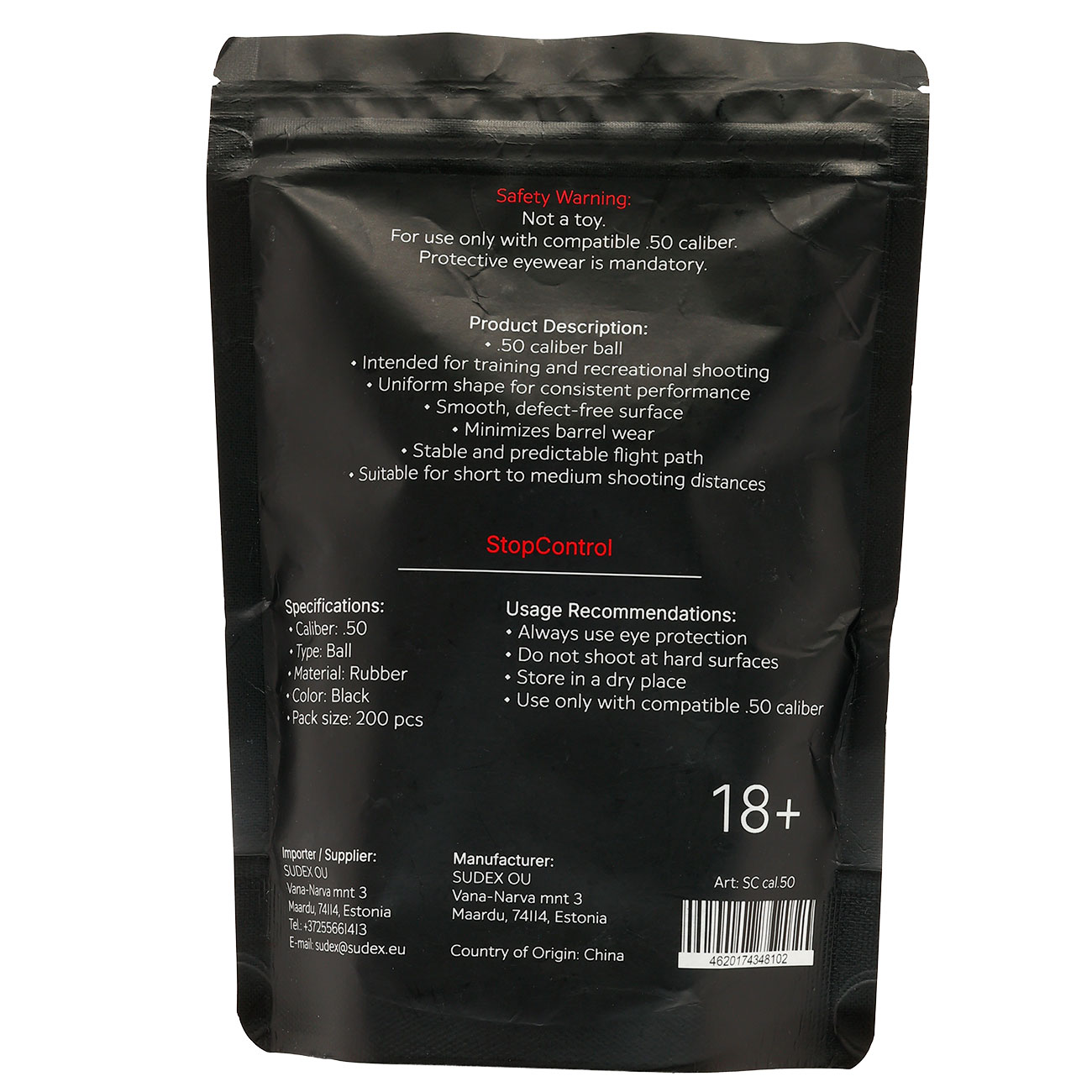 Borner StopControl Rubber Balls Gummikugeln Kal. .50 1,2 g schwarz 200er Beutel Bild 1
