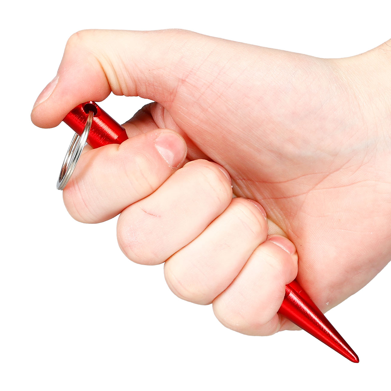 Kubotan gewellt mit Schl�sselring rot Bild 7
