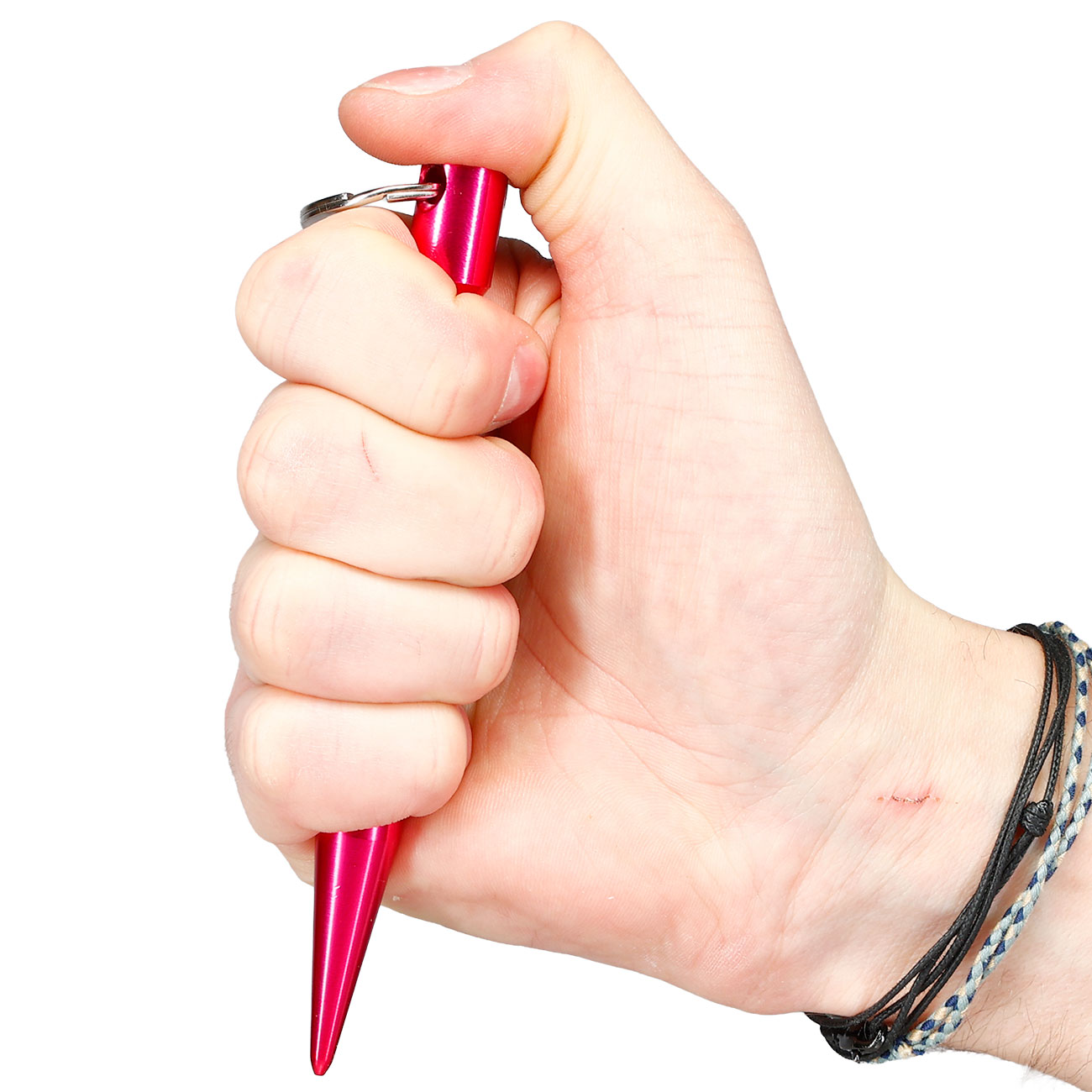 Kubotan gewellt mit Schl�sselring rosa Bild 6