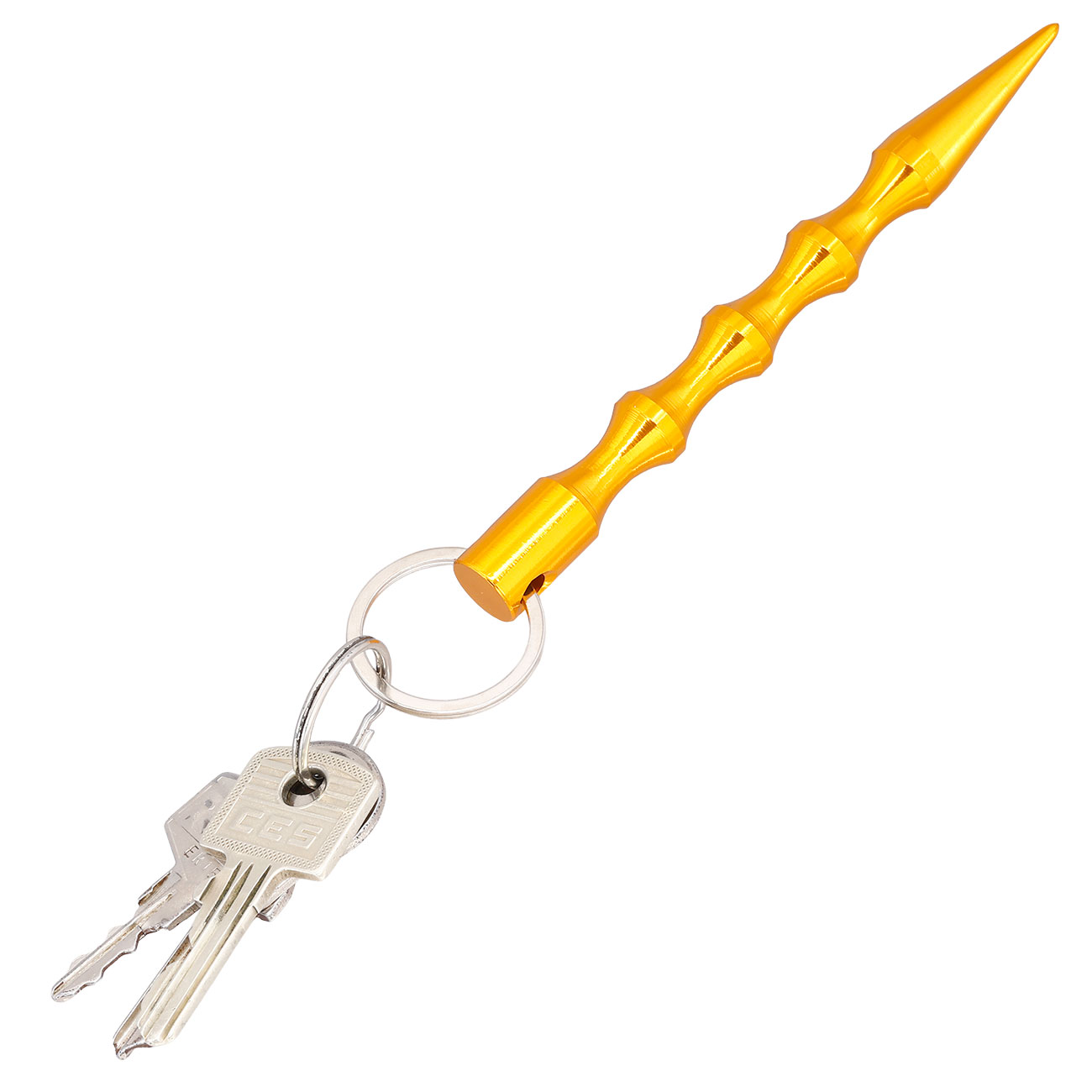 Kubotan gewellt mit Schl�sselring gold Bild 4