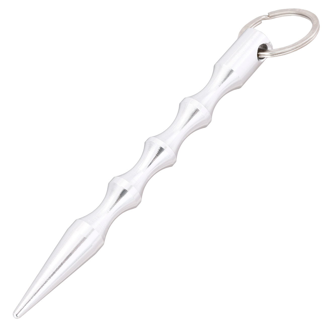 Kubotan gewellt mit Schl�sselring silber