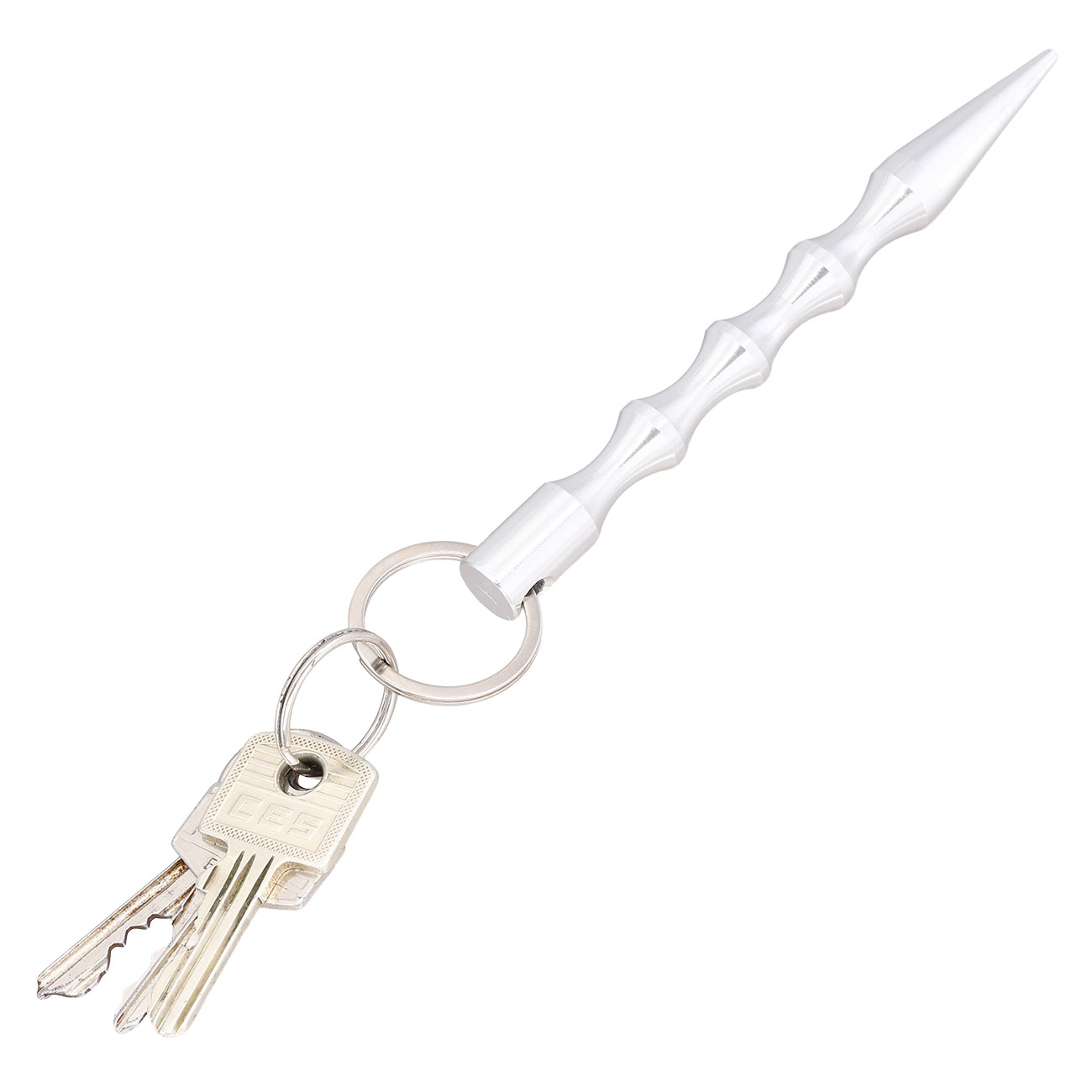 Kubotan gewellt mit Schl�sselring silber Bild 4
