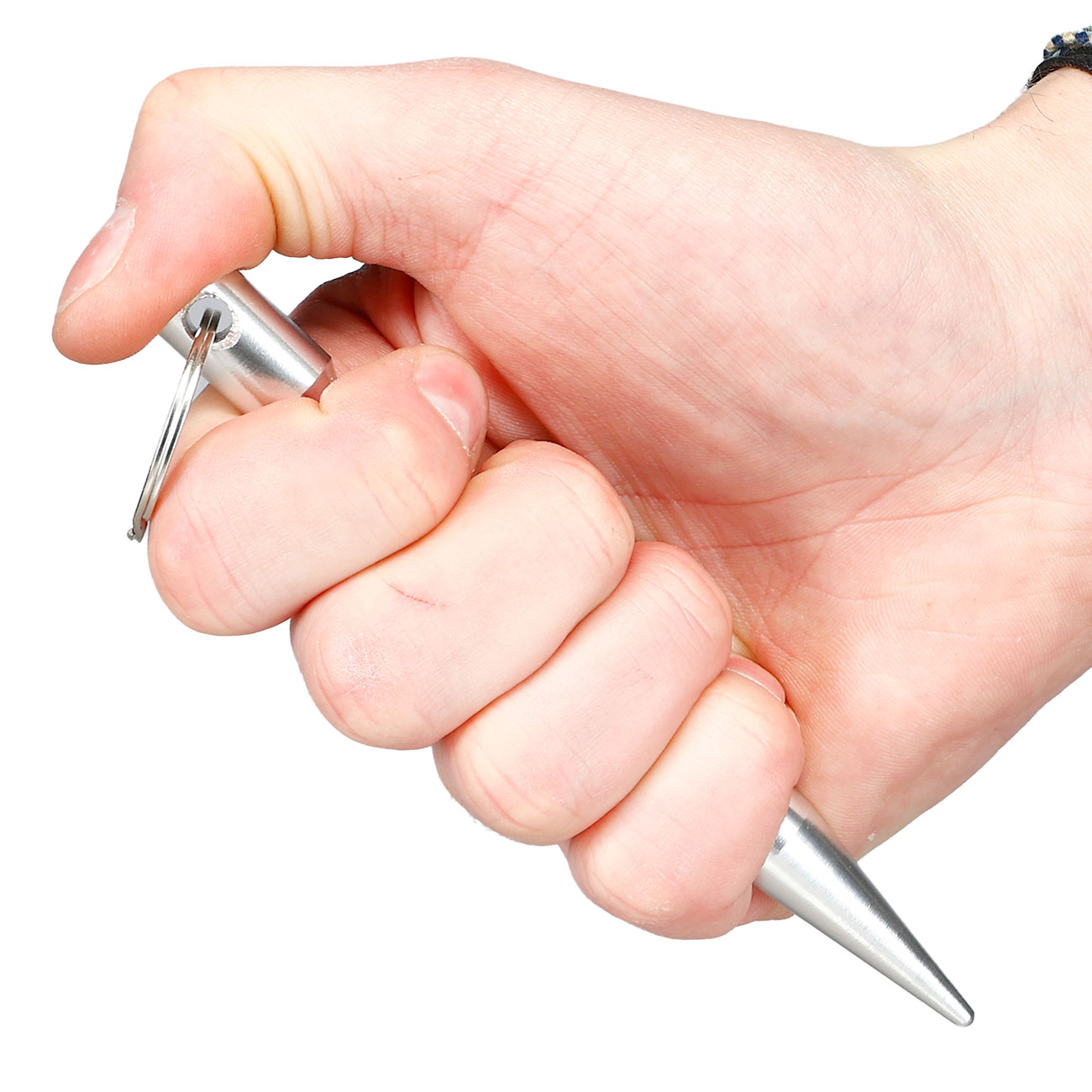 Kubotan gewellt mit Schl�sselring silber Bild 7