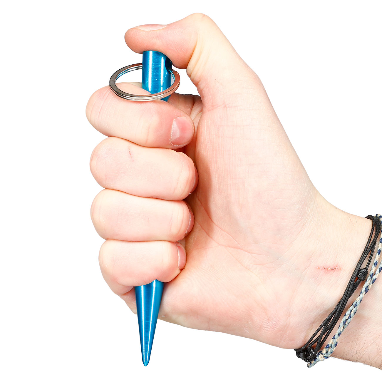 Kubotan gewellt mit Schl�sselring hellblau Bild 6
