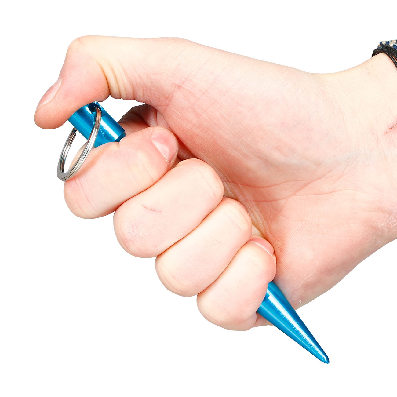 Kubotan gewellt mit Schl�sselring hellblau Bild 7