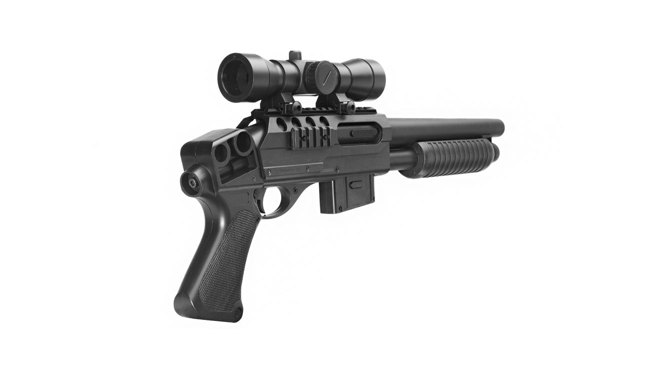 D.E. M3000 Shotgun inkl. Red-Cross Zielgert Springer 6mm BB schwarz Bild 3