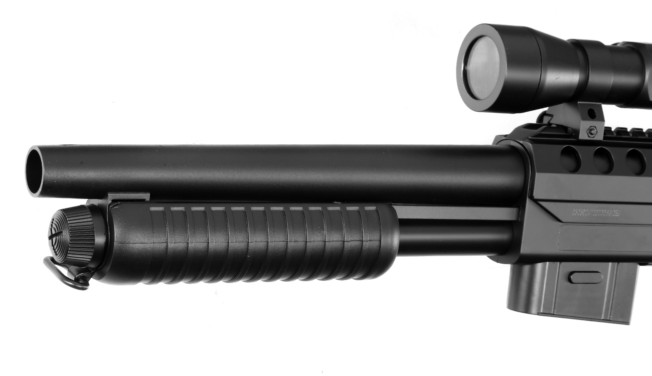 D.E. M3000 Gewehr-Shotgun inkl. Red-Cross Zielgert Springer 6mm BB schwarz Bild 5