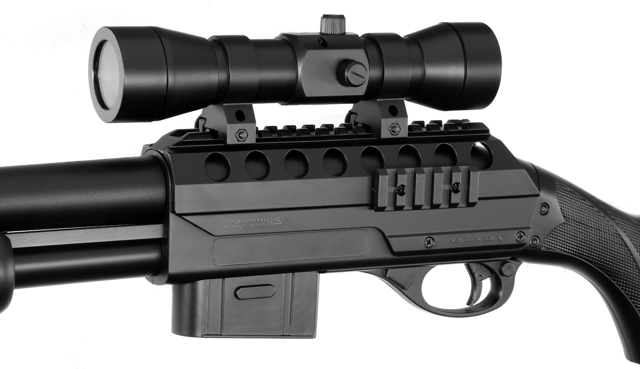 D.E. M3000 Gewehr-Shotgun inkl. Red-Cross Zielgert Springer 6mm BB schwarz Bild 6