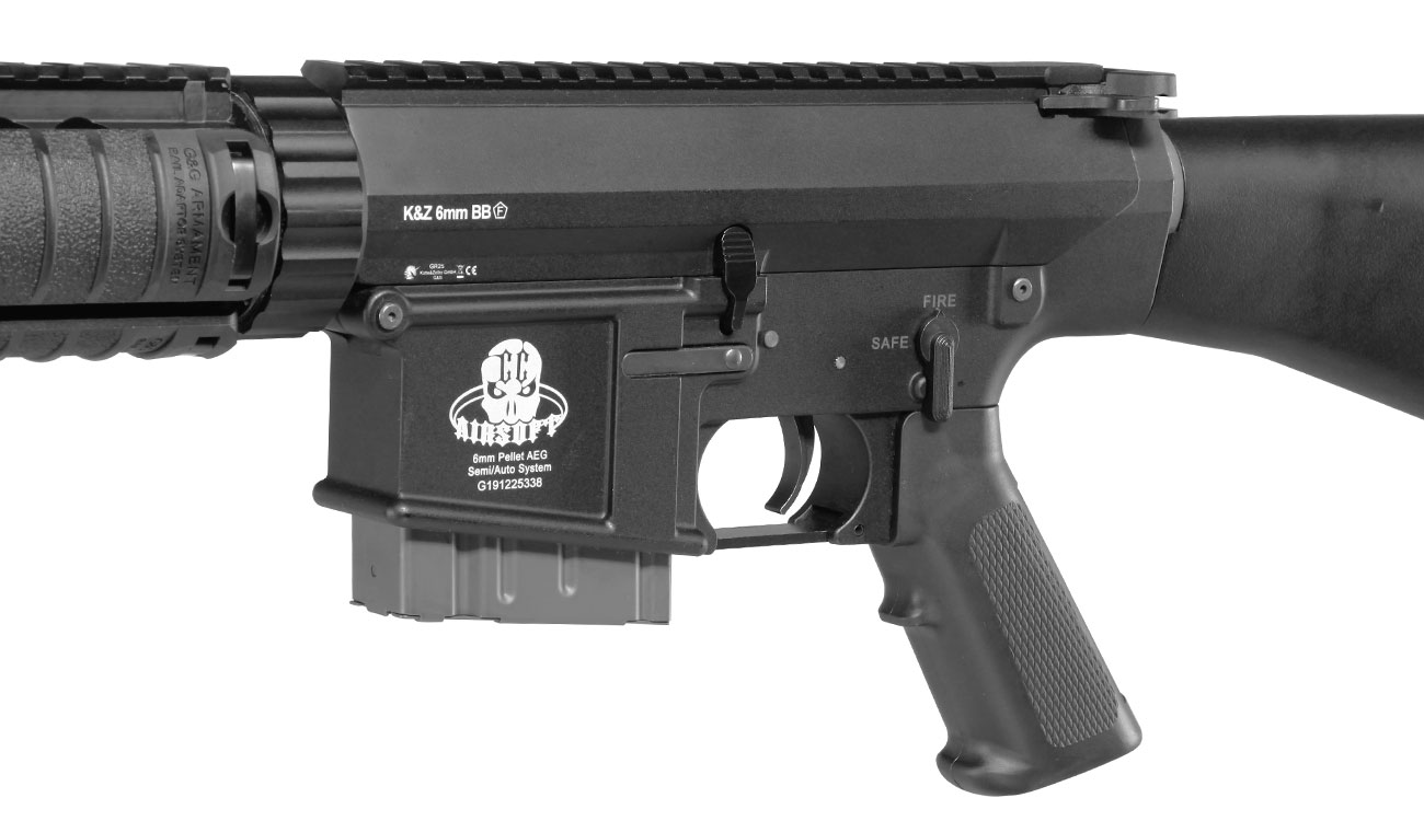 G&G GR25 Sniper Vollmetall S-AEG 6mm BB schwarz inkl. QD Mock Suppressor Bild 8