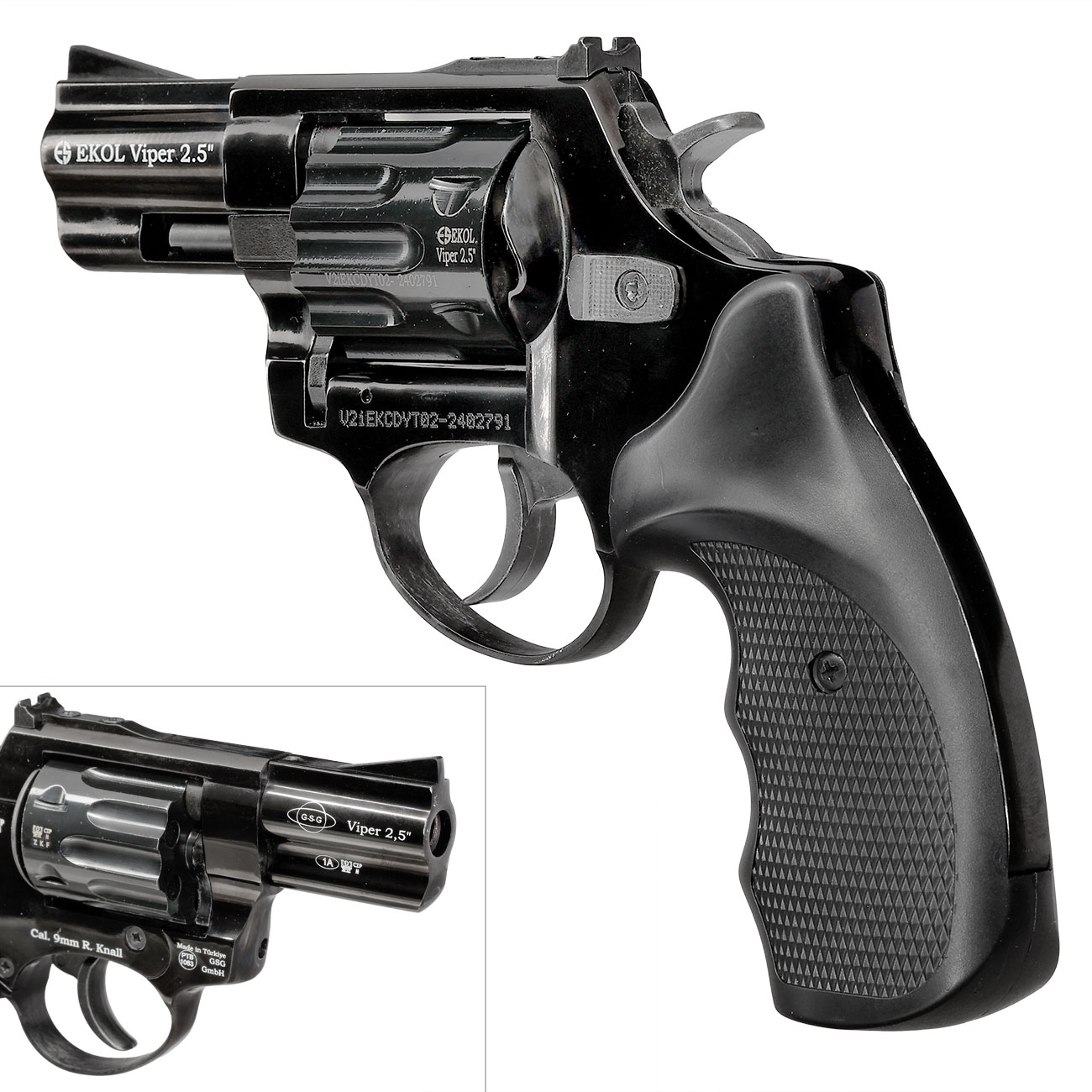 EKOL Viper Compact 2,5 Zoll Schreckschuss-Revolver 9mm R.K. brniert Bild 8