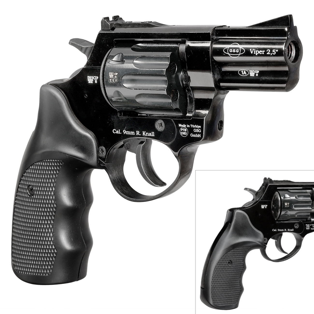 EKOL Viper Compact 2,5 Zoll Schreckschuss-Revolver 9mm R.K. brniert Bild 9