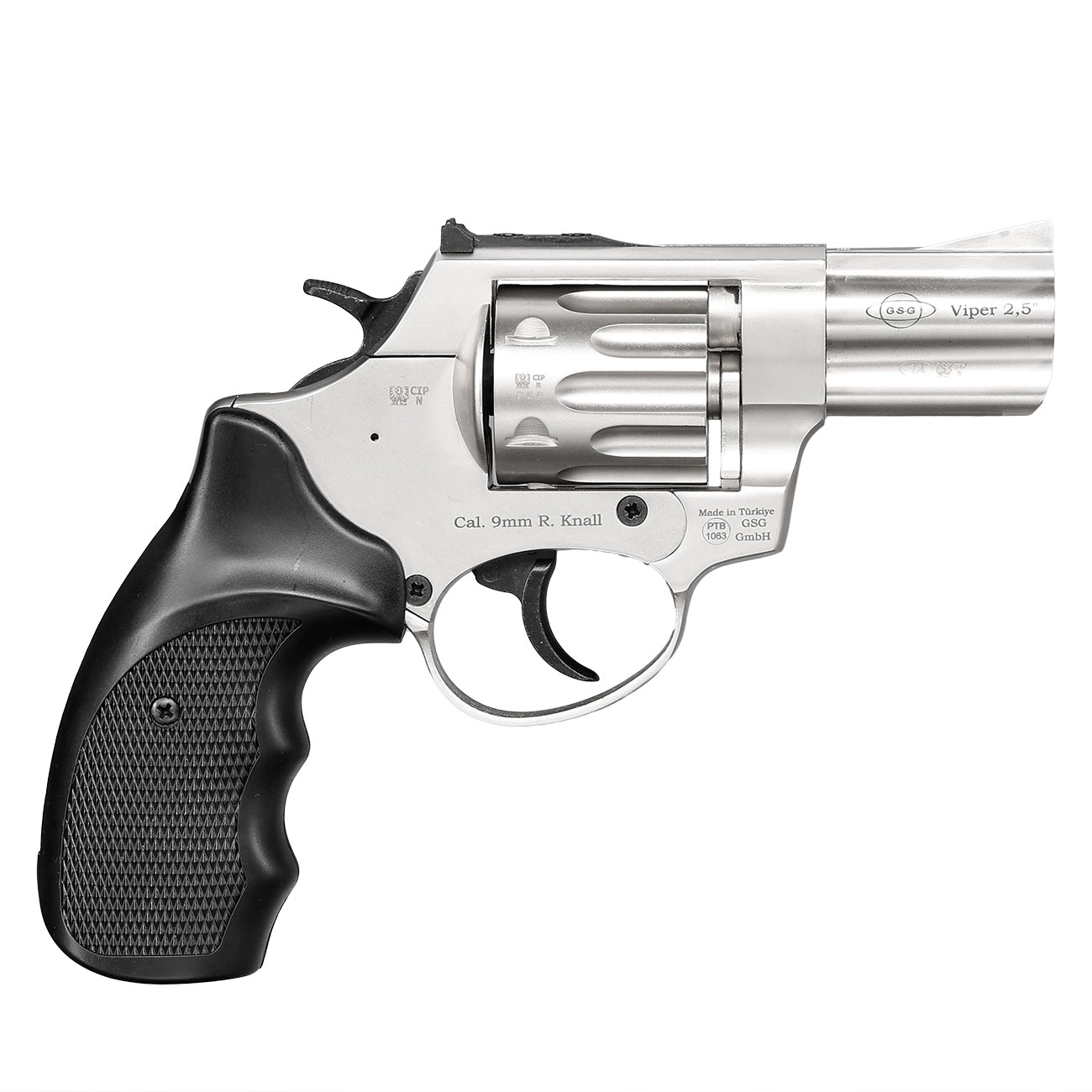 Ekol Viper Compact 2,5 Zoll Schreckschuss-Revolver 9mm R.K.nickel Bild 3