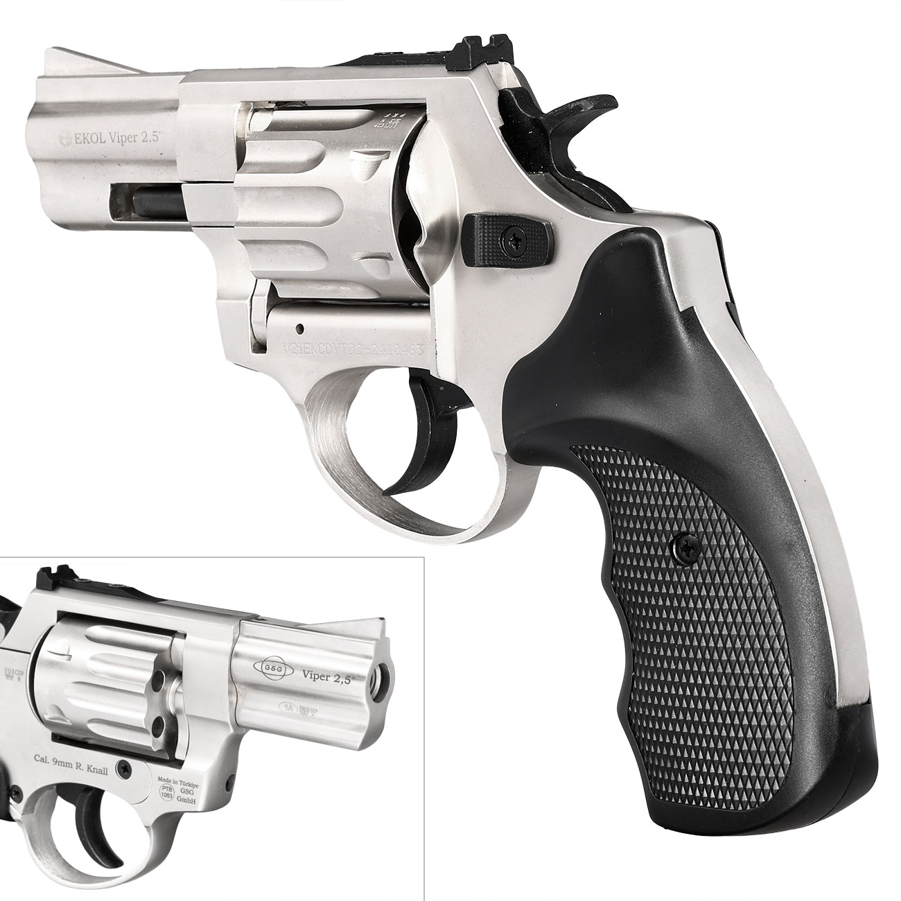 Ekol Viper Compact 2,5 Zoll Schreckschuss-Revolver 9mm R.K.nickel Bild 8