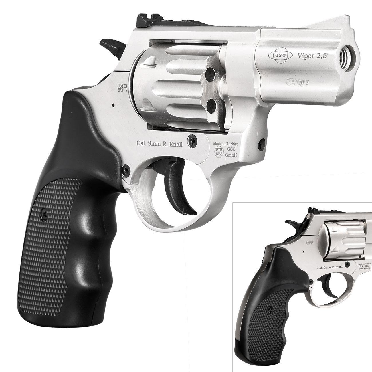 Ekol Viper Compact 2,5 Zoll Schreckschuss-Revolver 9mm R.K.nickel Bild 9