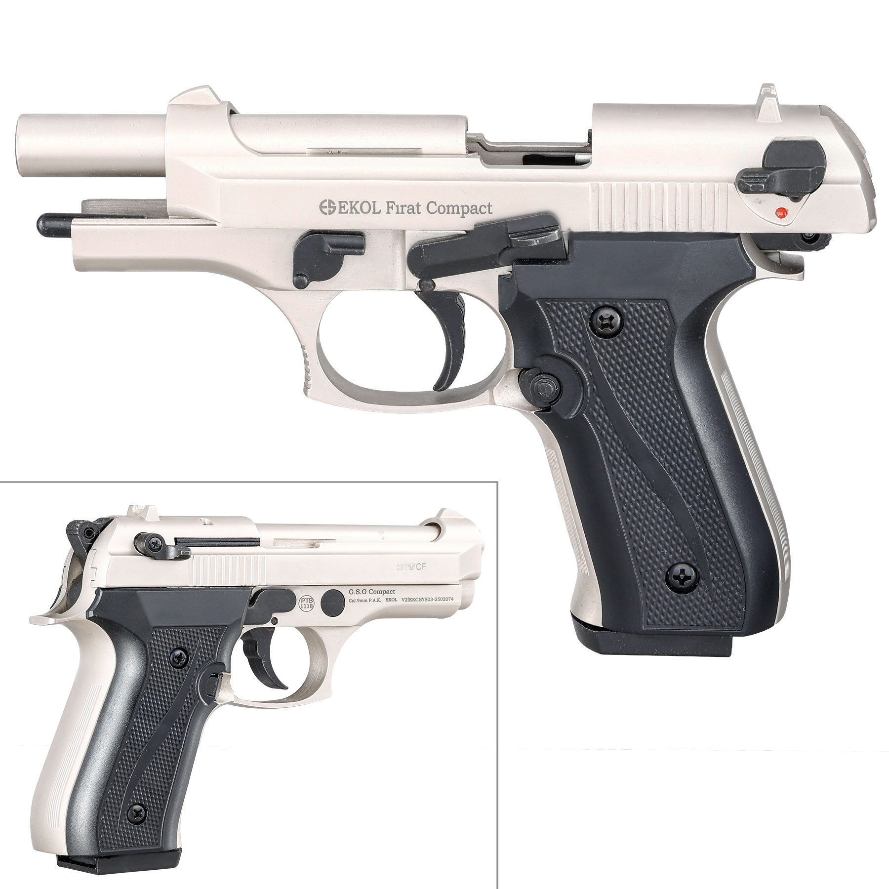Ekol Firat Compact Schreckschuss Pistole Kal. 9 mm P.A.K. vernickelt Bild 8