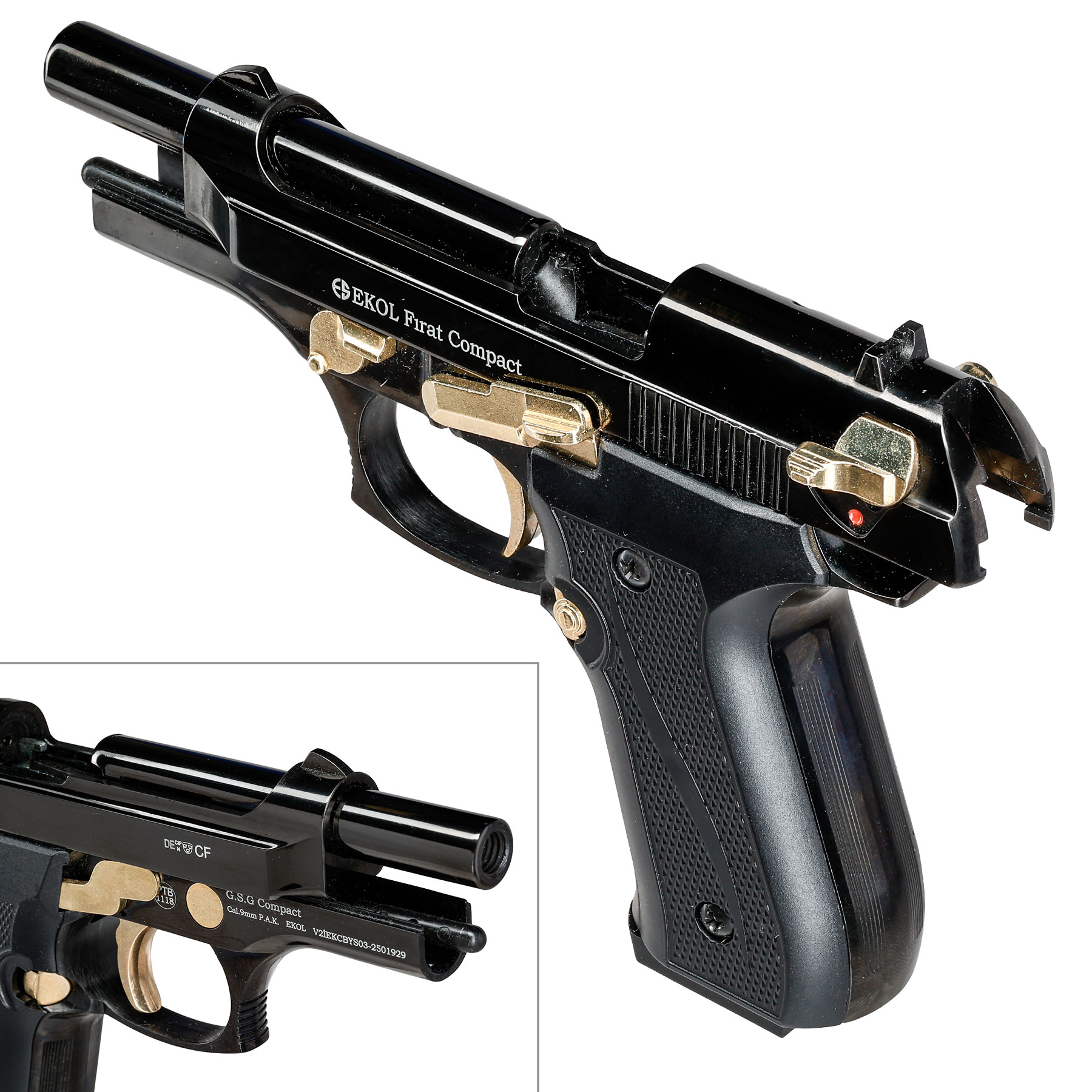 Ekol Firat Compact Schreckschuss Pistole Kal. 9 mm P.A.K. schwarz / gold Bild 7